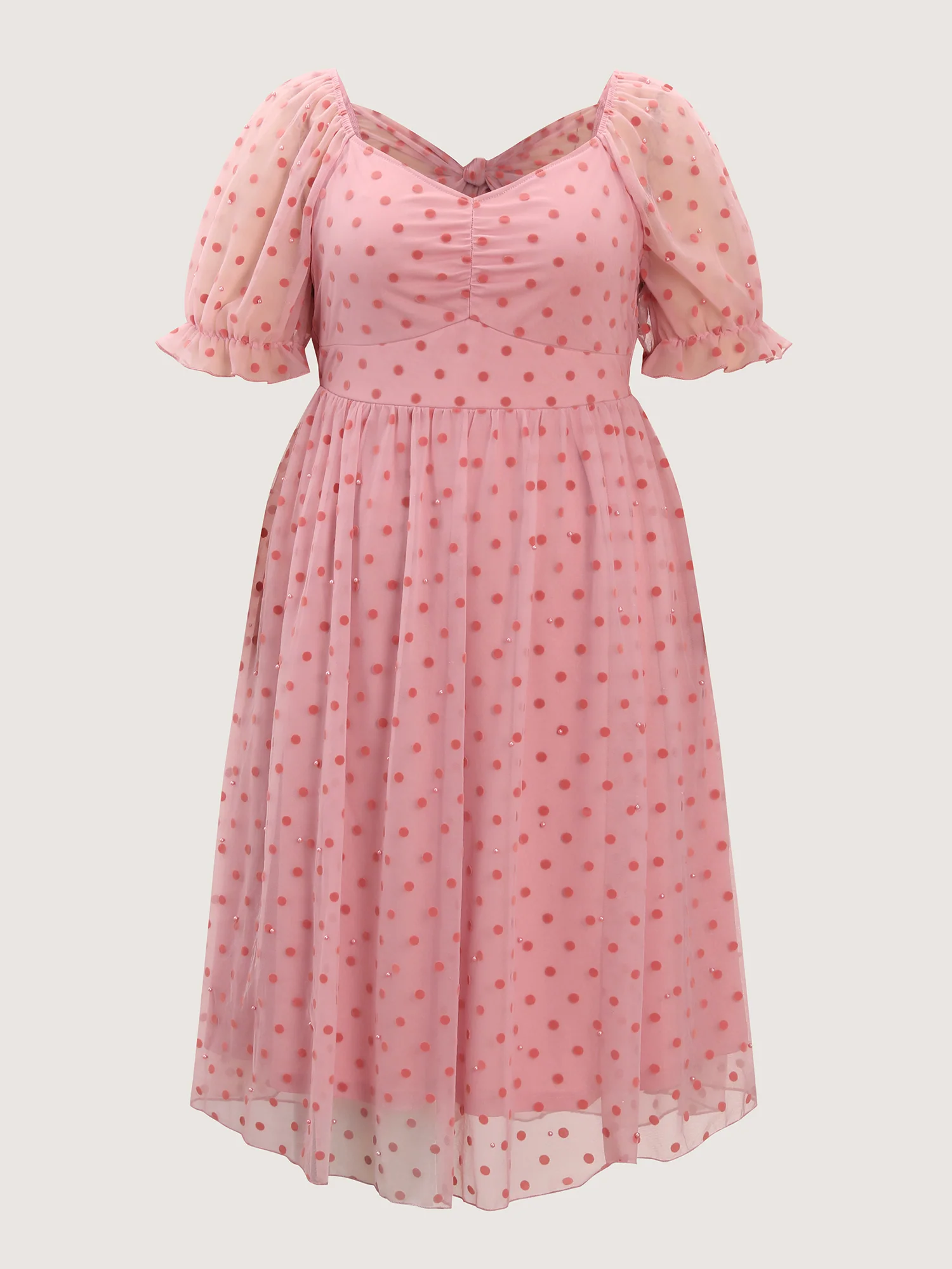 Sheer Romantic Flocking Back-Tie Midi Dress - Image 7