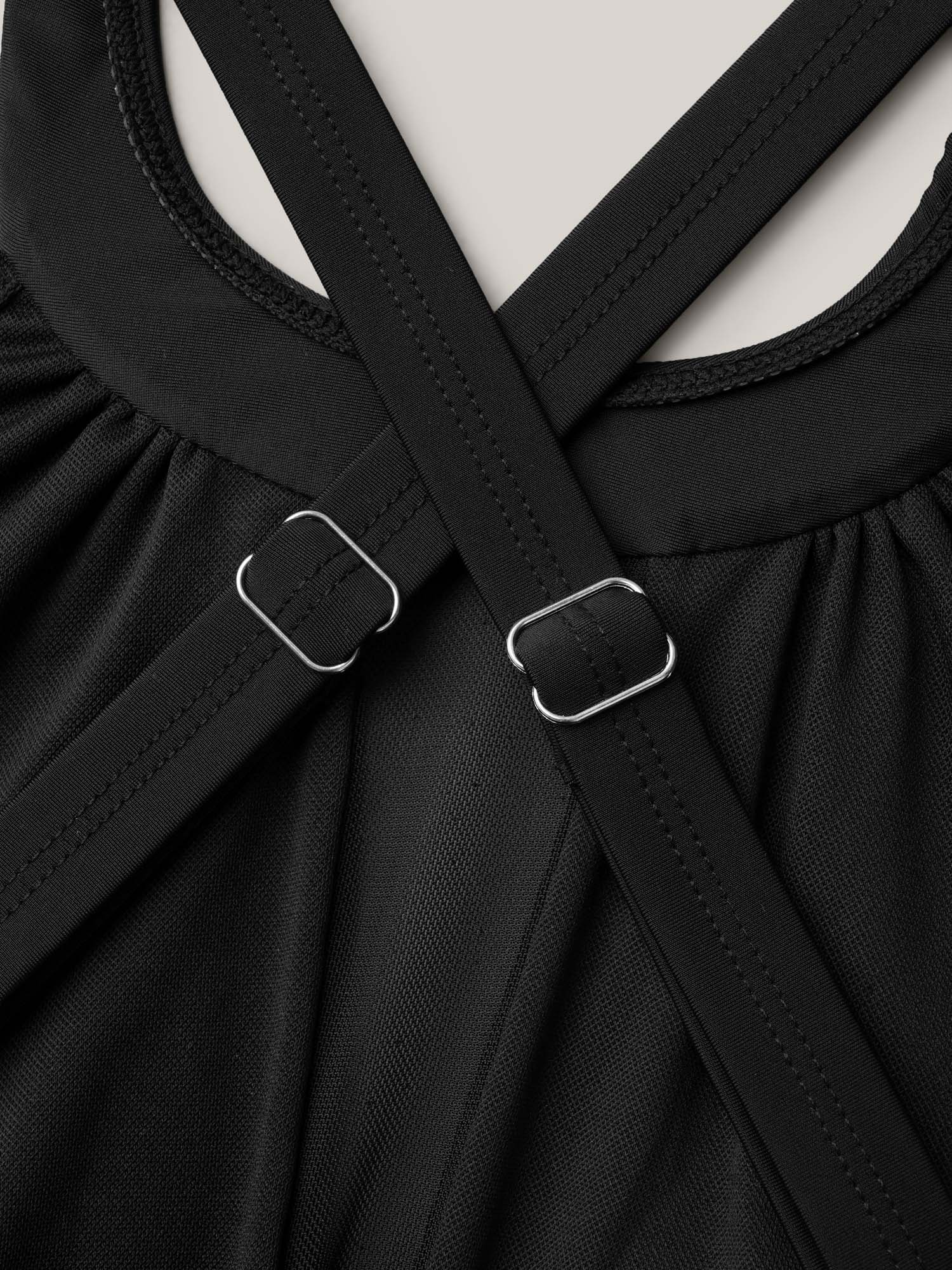 Sheer Ruched Adjustable Straps Swim Top - Image 6