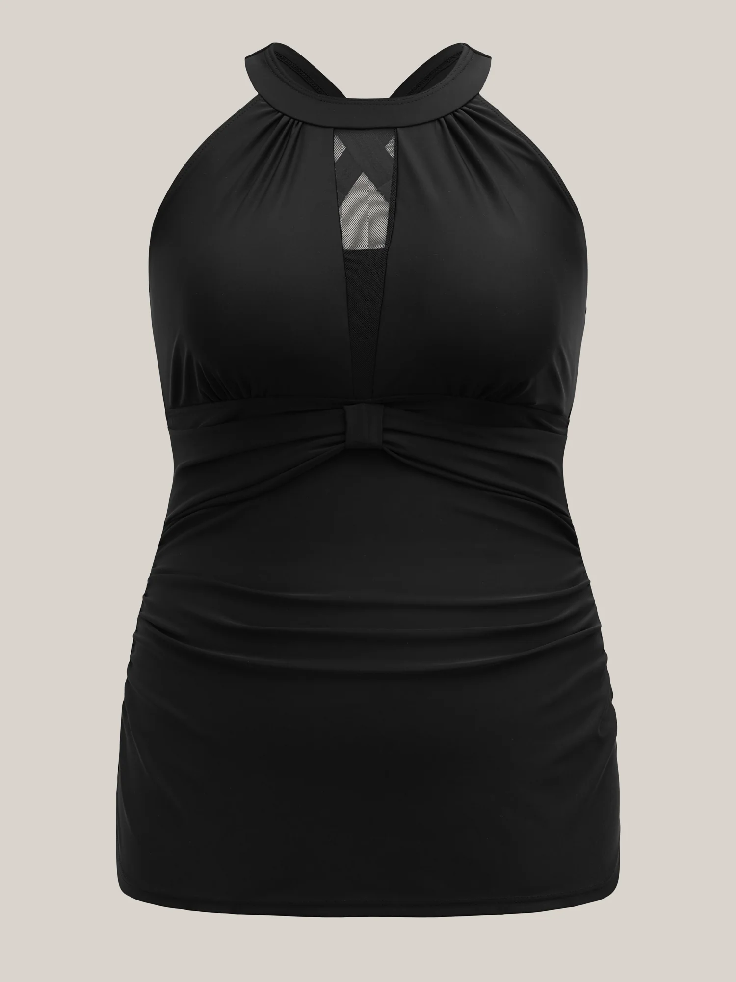 Sheer Ruched Adjustable Straps Swim Top - Image 7