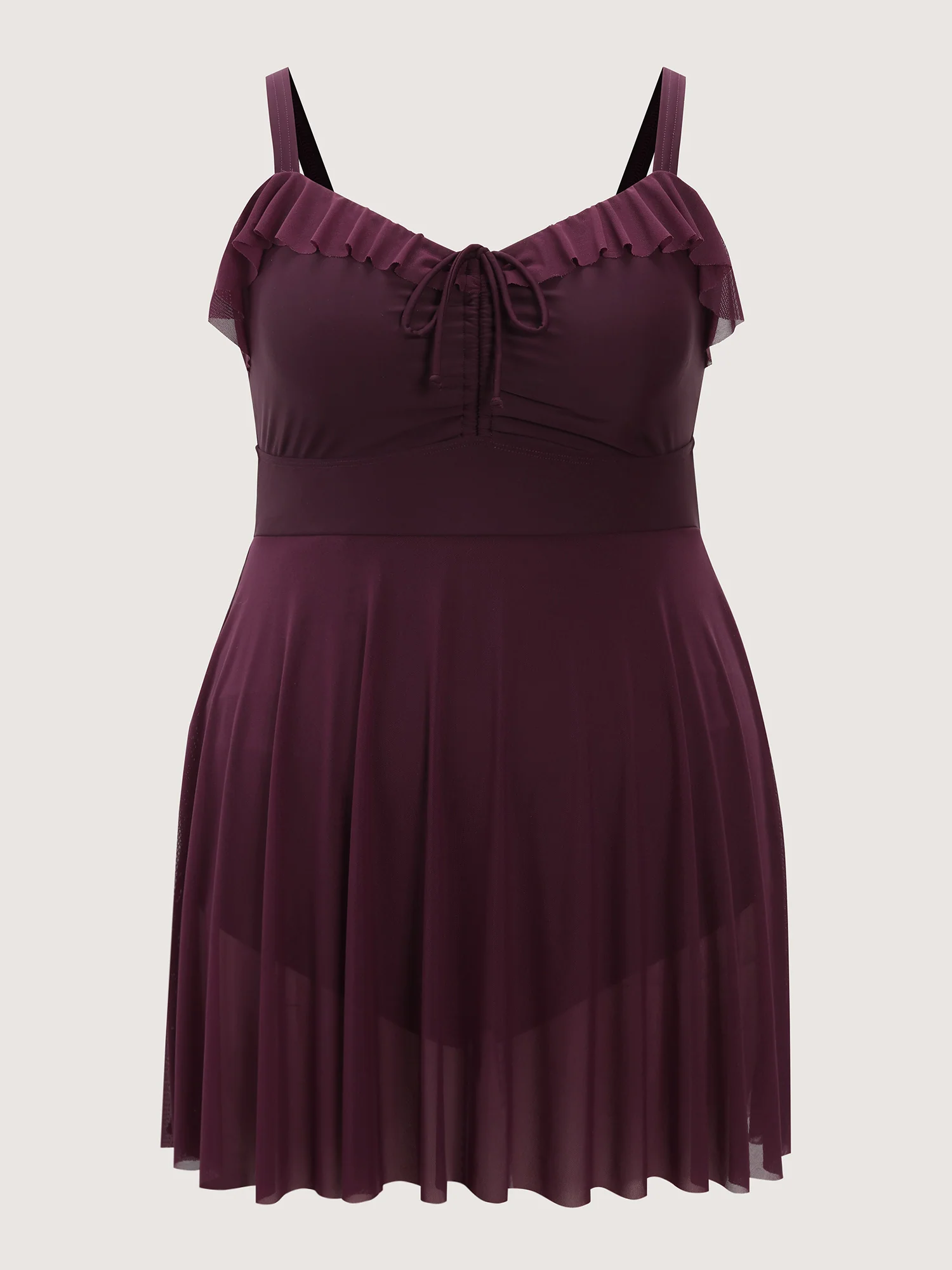 Sheer Ruffled Channel Drawstring Swim Dress - Image 6