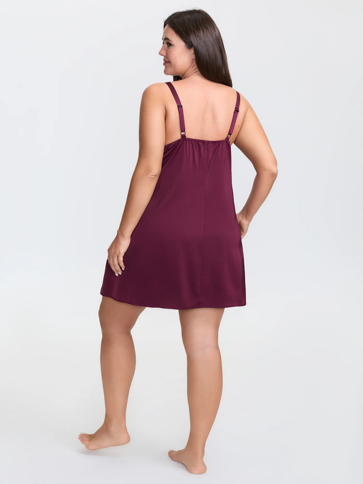 Sheer Satin Lace-Tie Cami Nightgown - Image 4