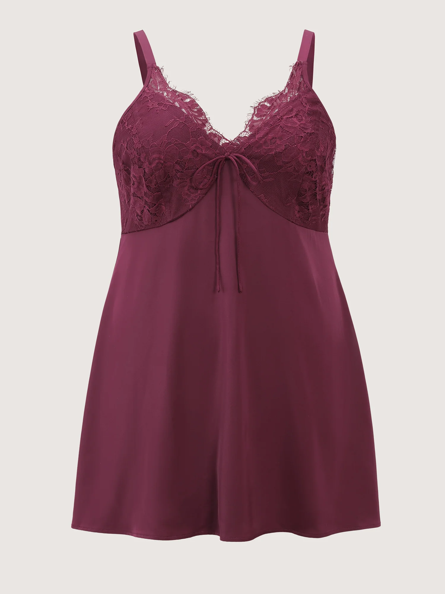 Sheer Satin Lace-Tie Cami Nightgown - Image 5