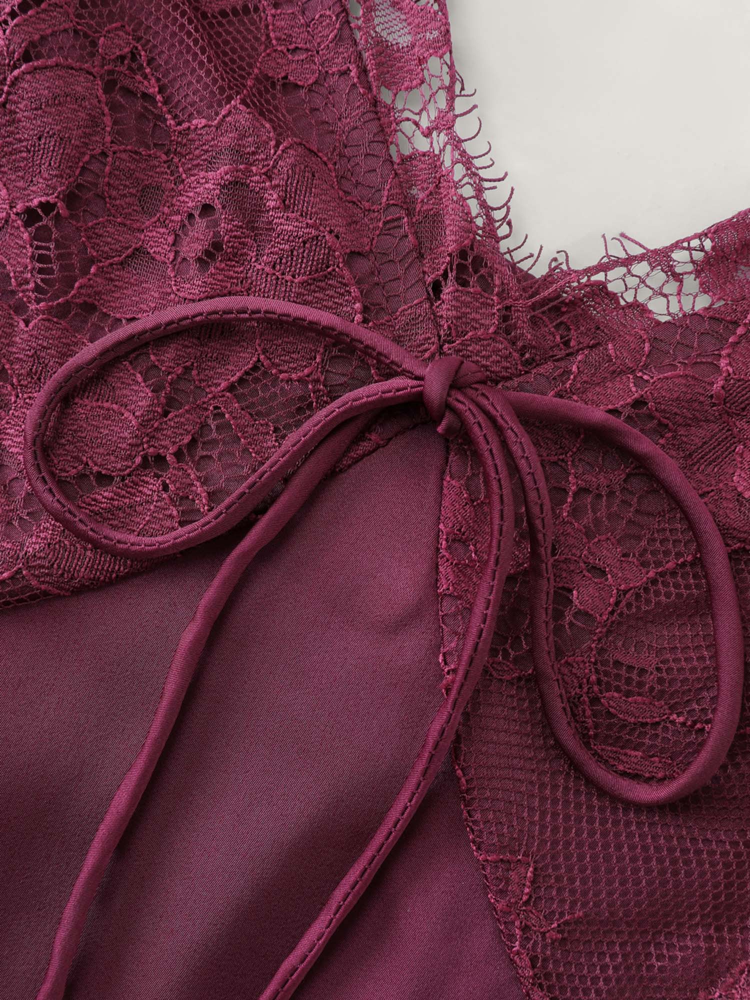 Sheer Satin Lace-Tie Cami Nightgown - Image 7