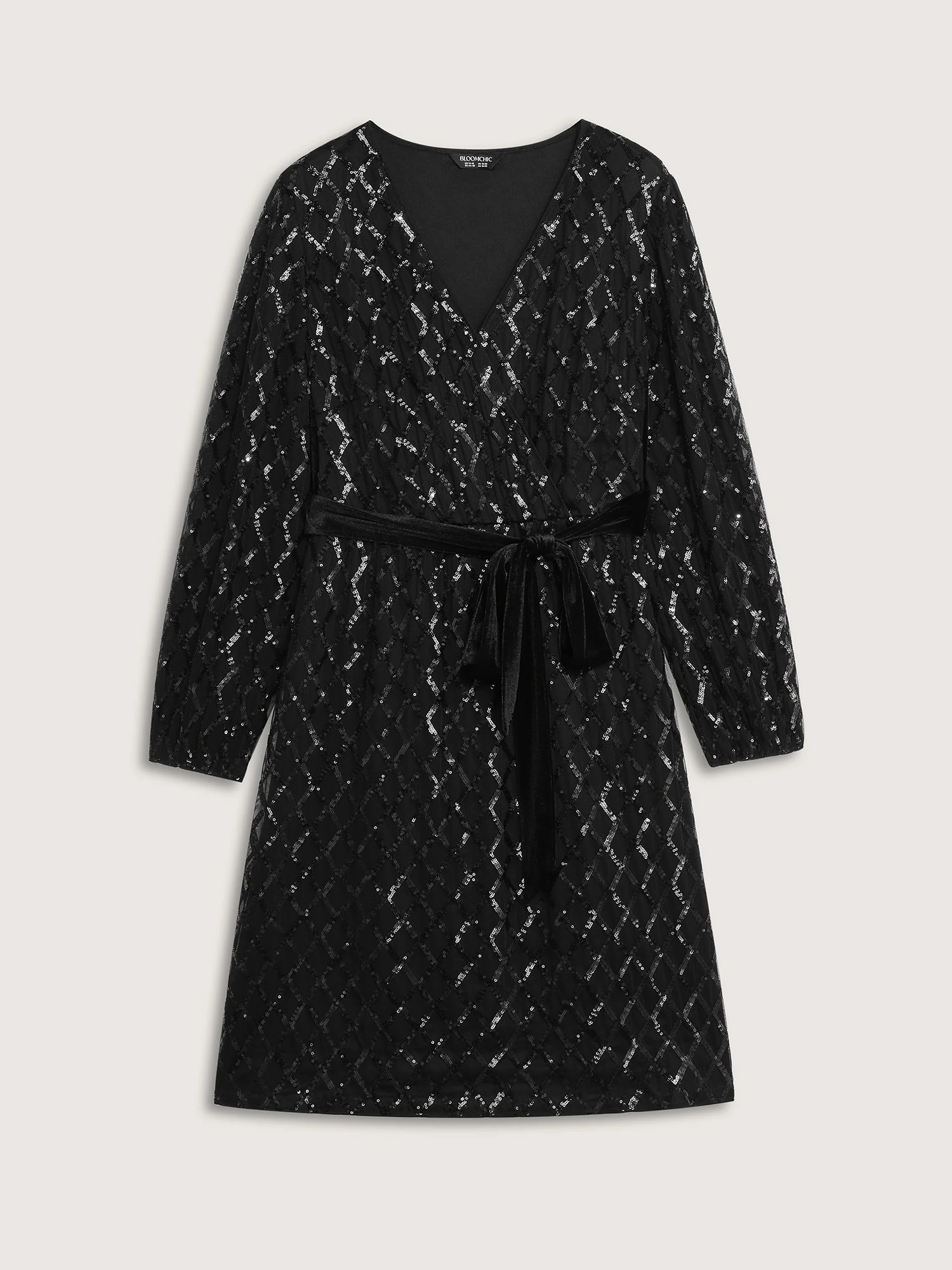 Sheer Sequin Belted Stretchy Waist Midi Dress - Image 8