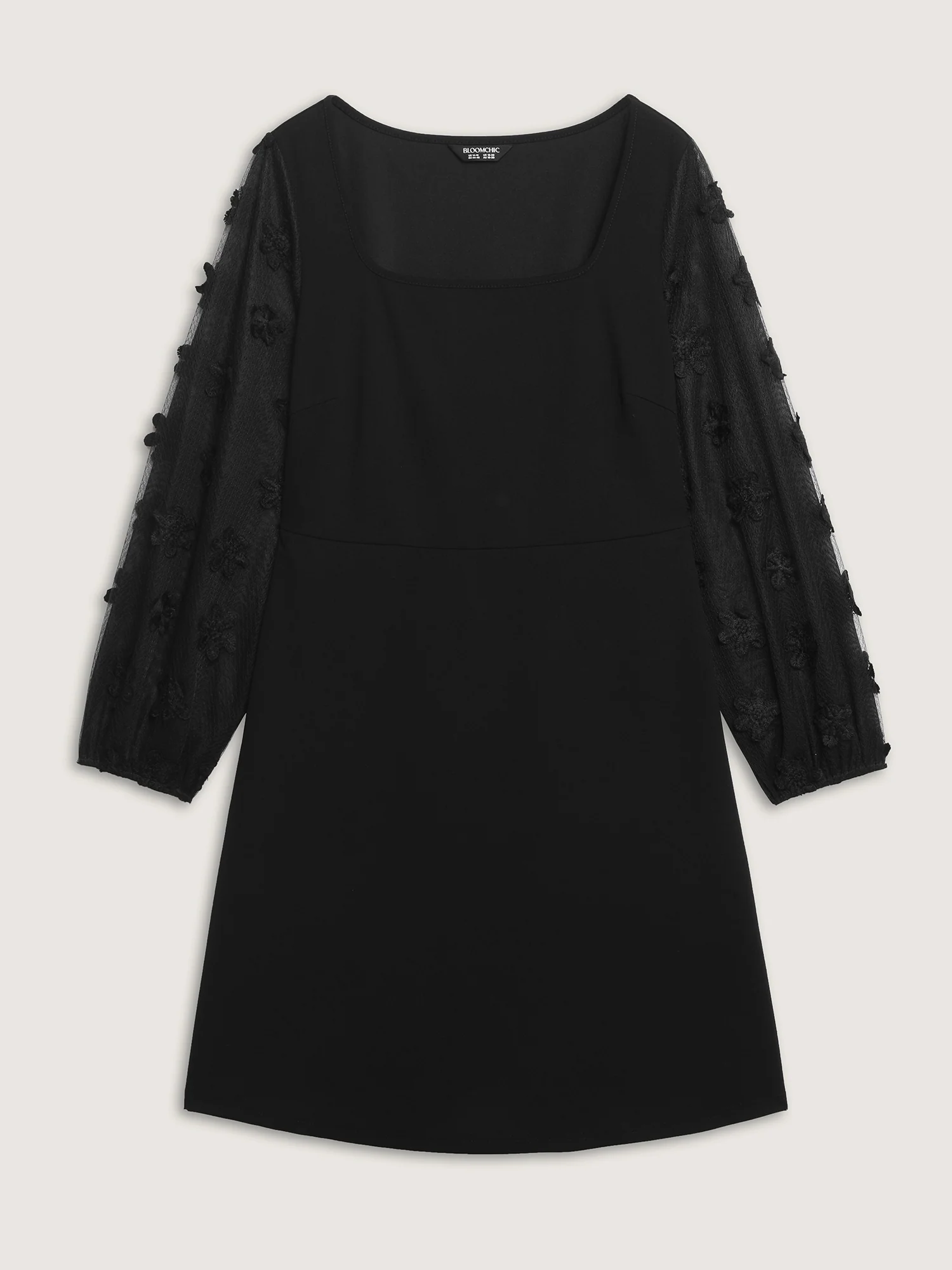 Sheer Sleeve 3D Floral Mesh Midi Dress - Image 7