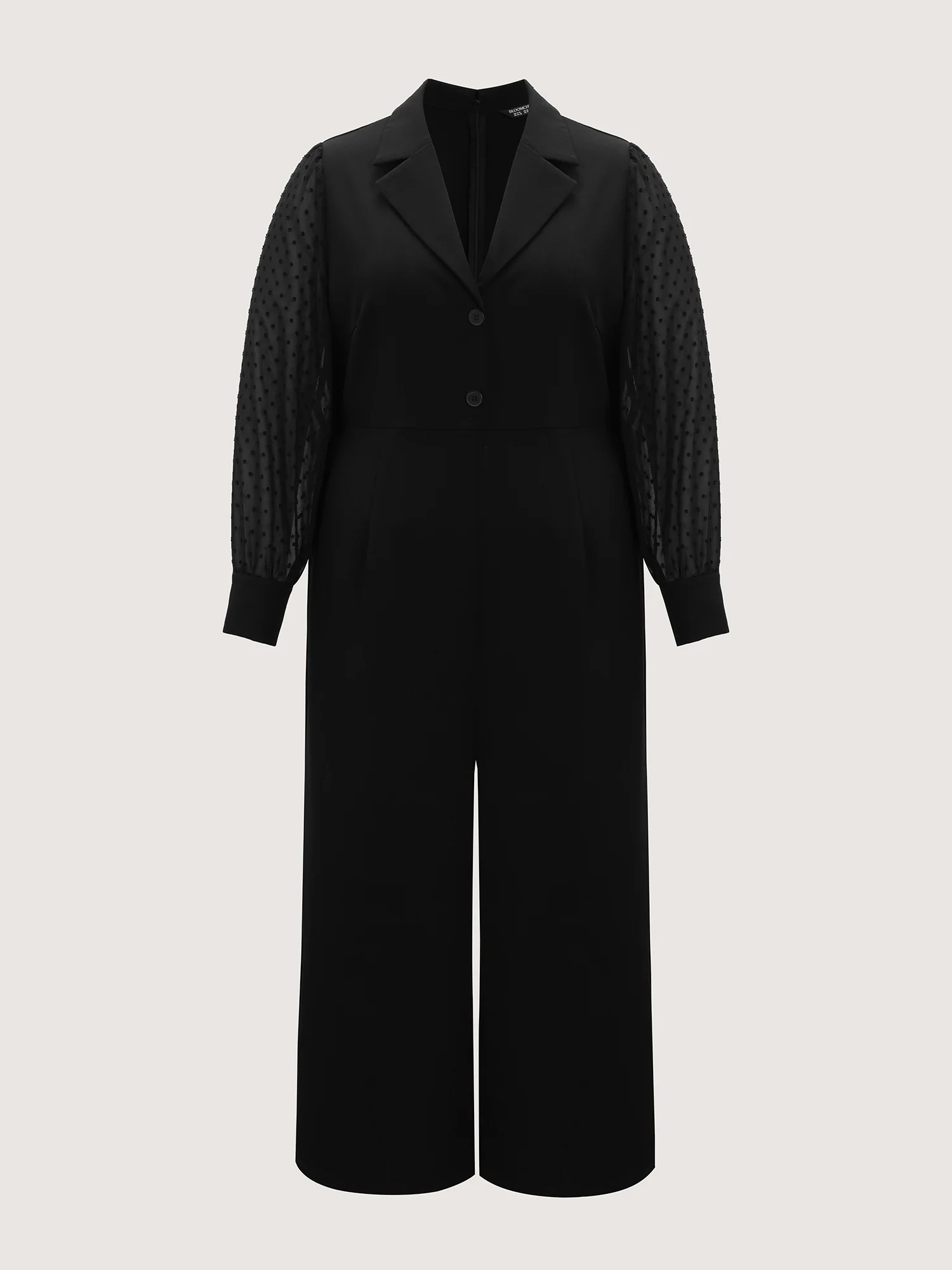 Sheer Sleeve Collared Wide-Leg Jumpsuit - Image 7