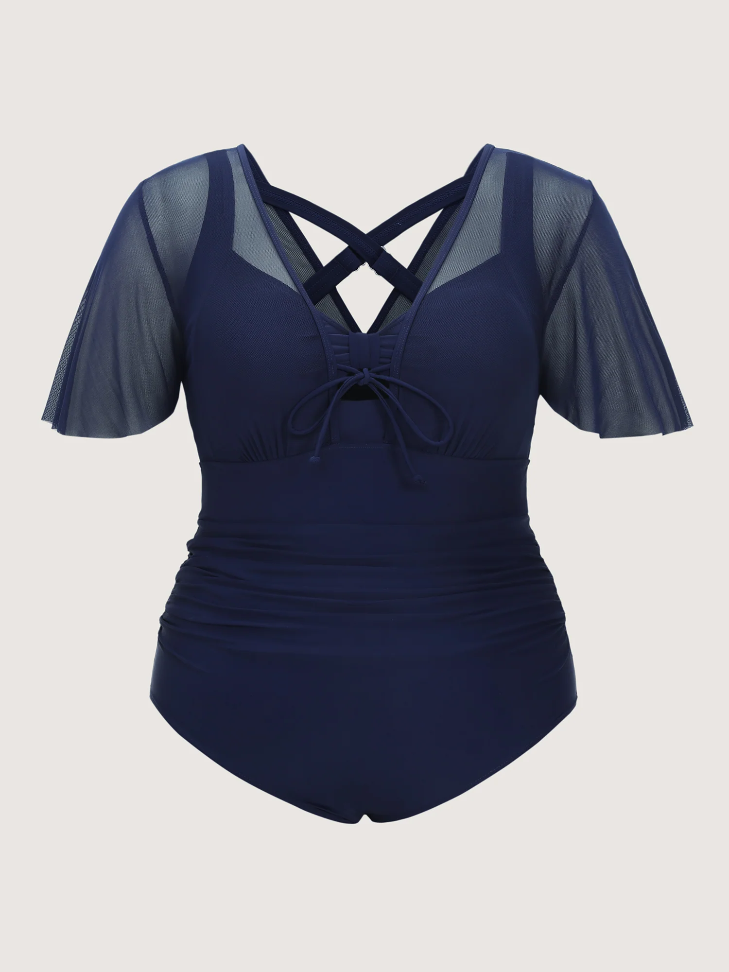 Sheer Sleeve Layered One-Piece Swimsuit - Image 6