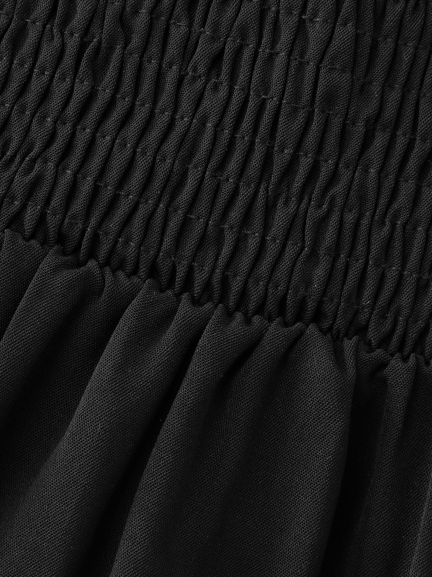 Sheer Sleeve Shirred Stretchy Waist Midi Dress - Image 5