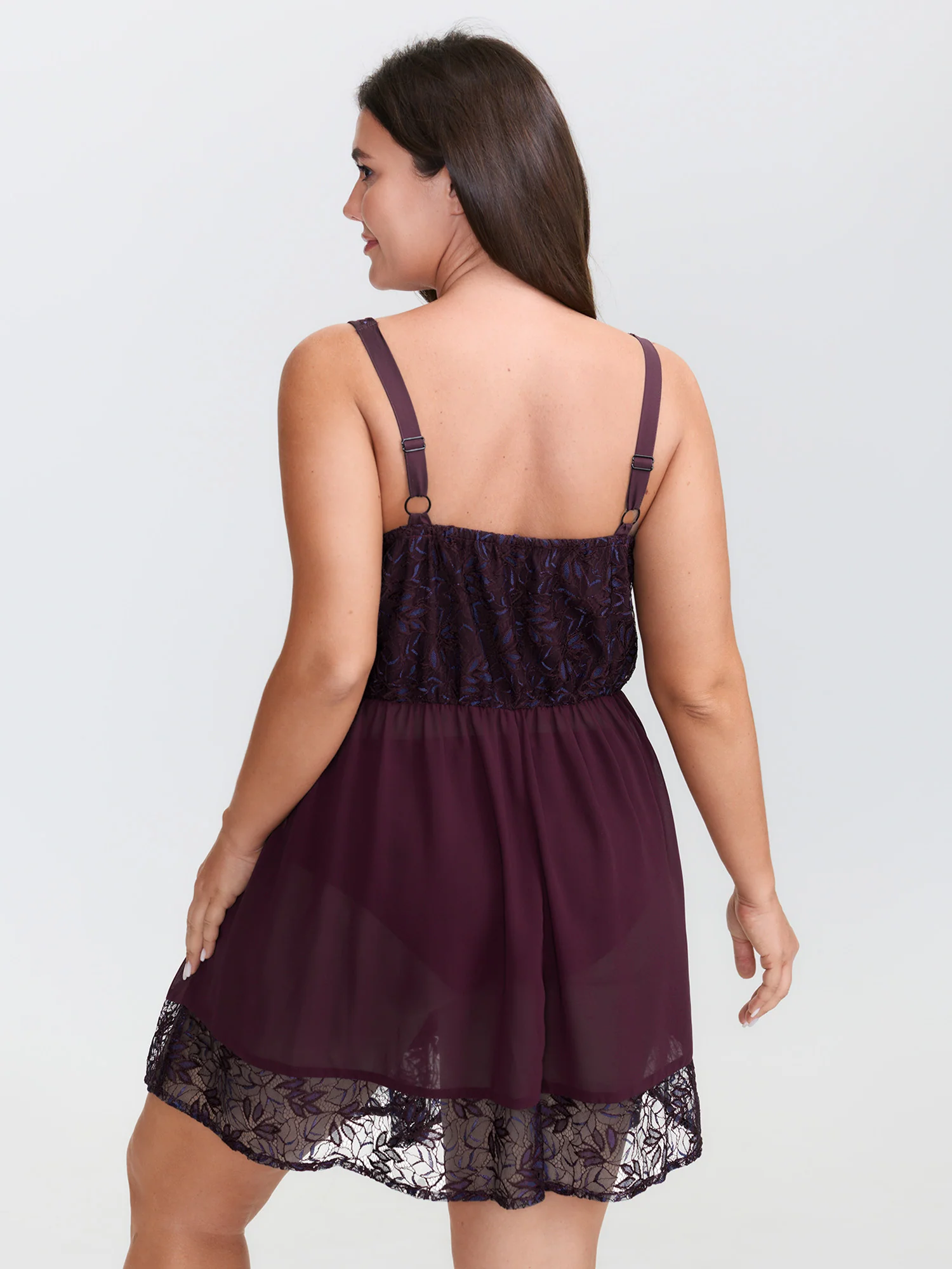 Textured Lace Cross-Tie Neckline Nightgown - Image 4