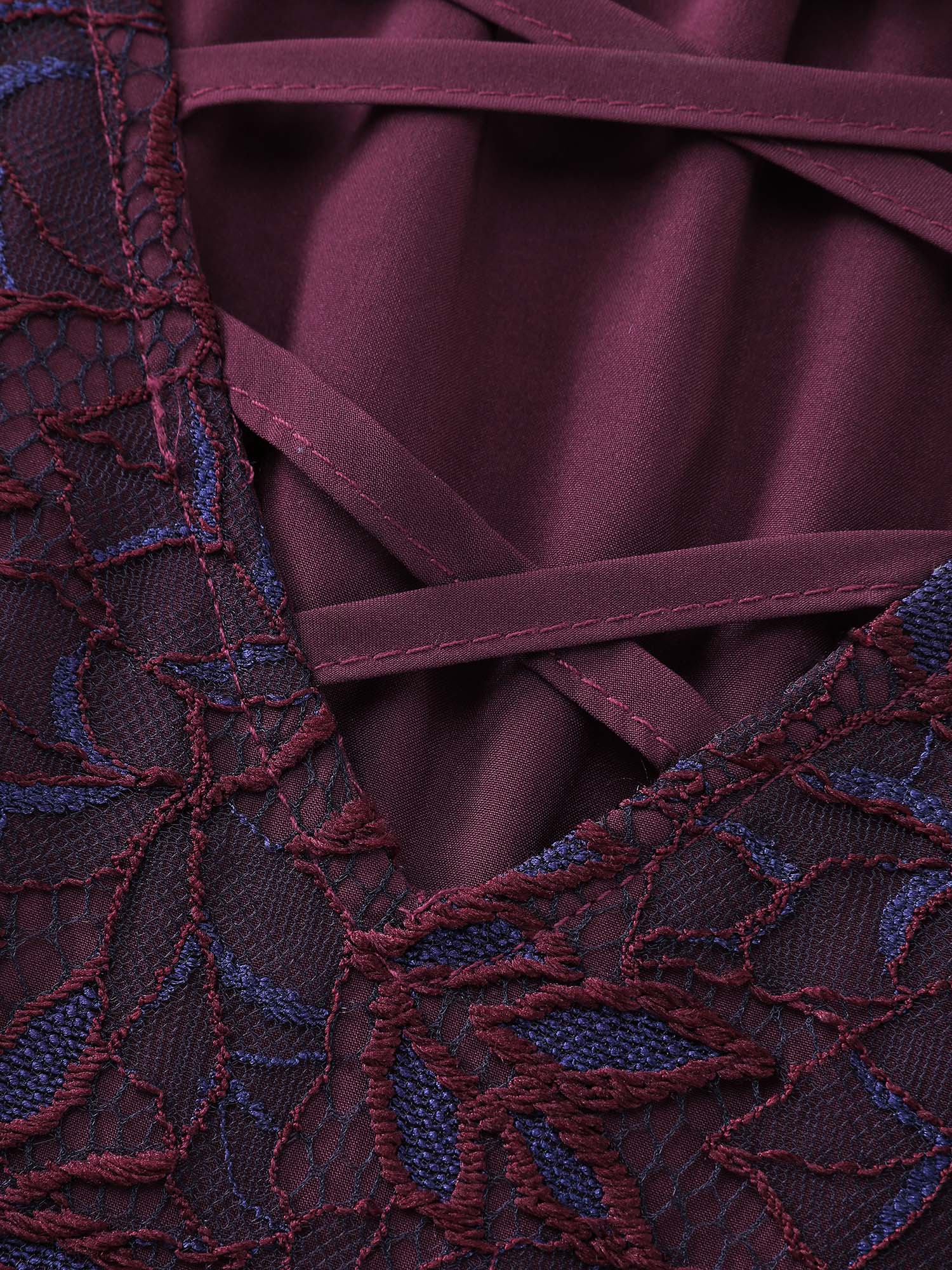 Textured Lace Cross-Tie Neckline Nightgown - Image 6