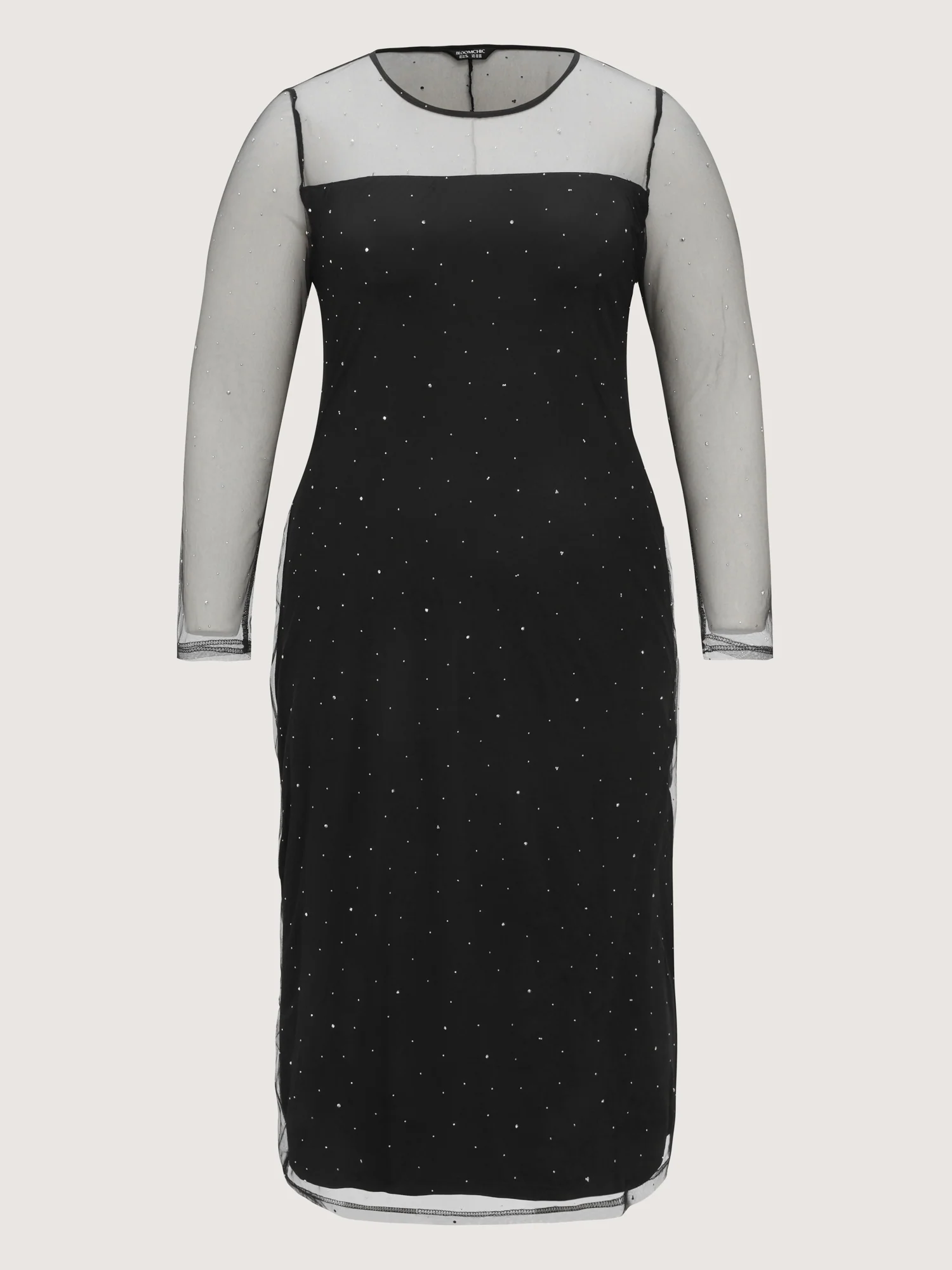 Sheer Stretchy Rhinestone Midi Party Dress - Image 7