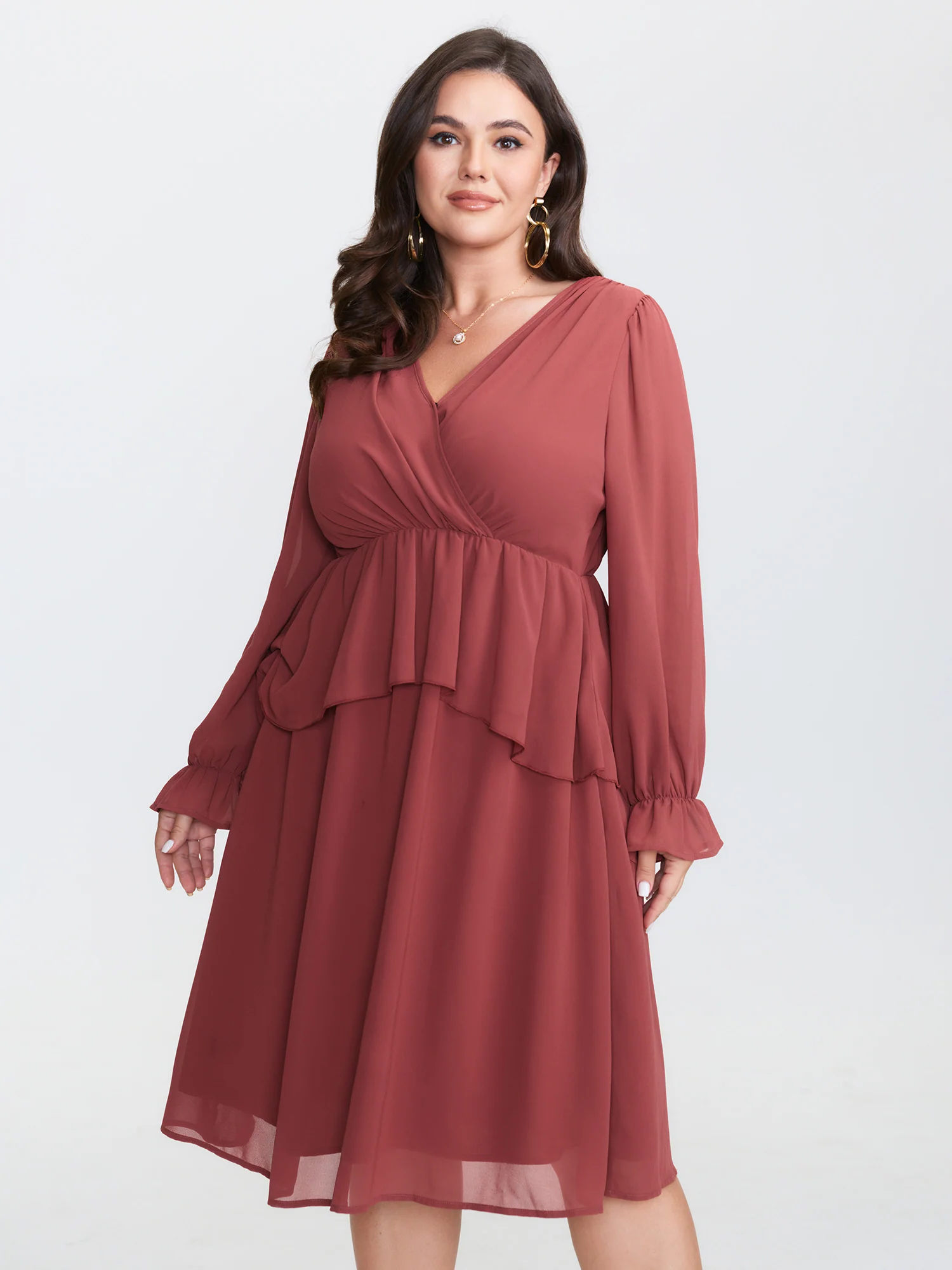 Sheer Stretchy Waist Layered Midi Dress - Image 2