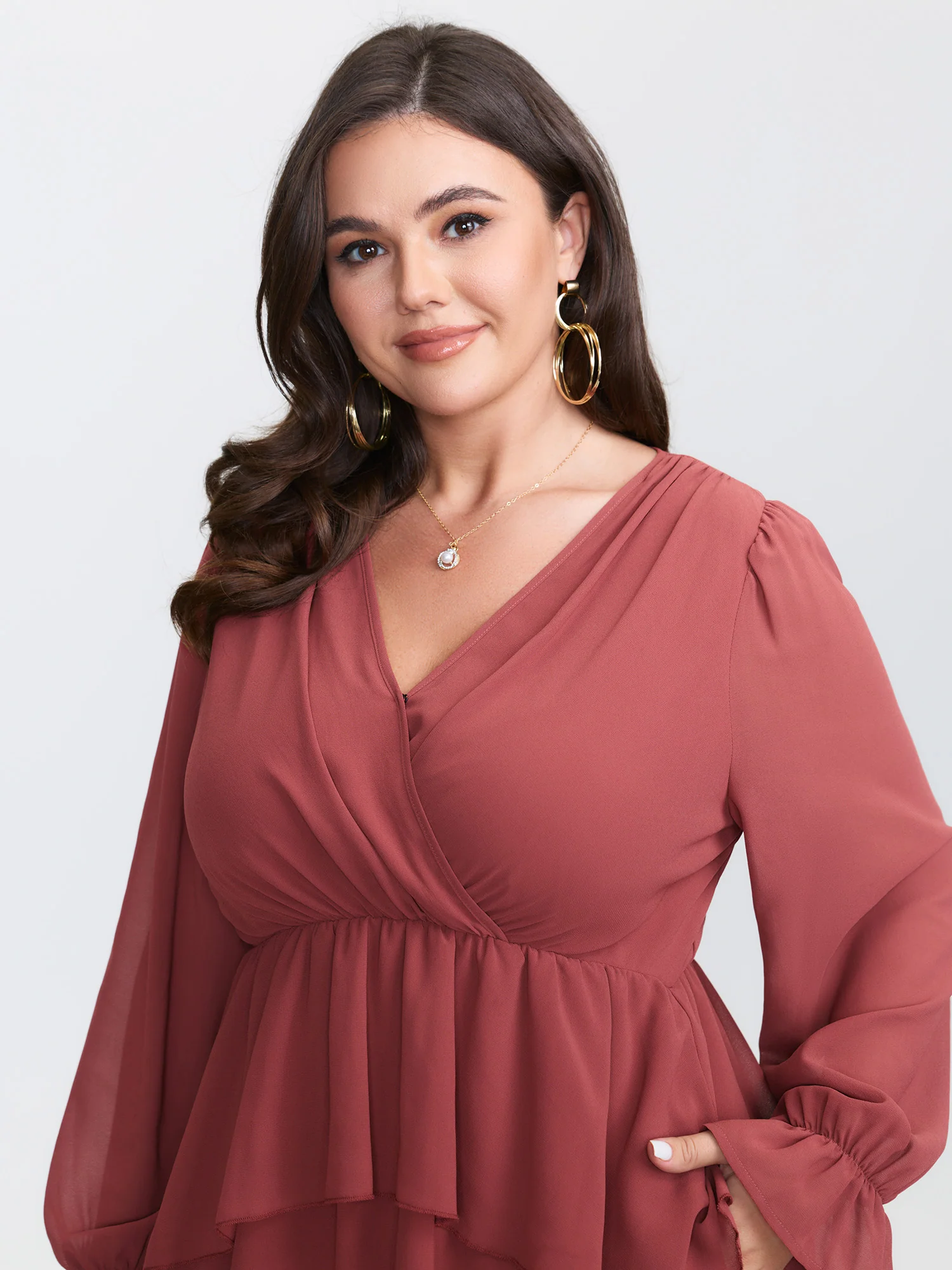 Sheer Stretchy Waist Layered Midi Dress - Image 3