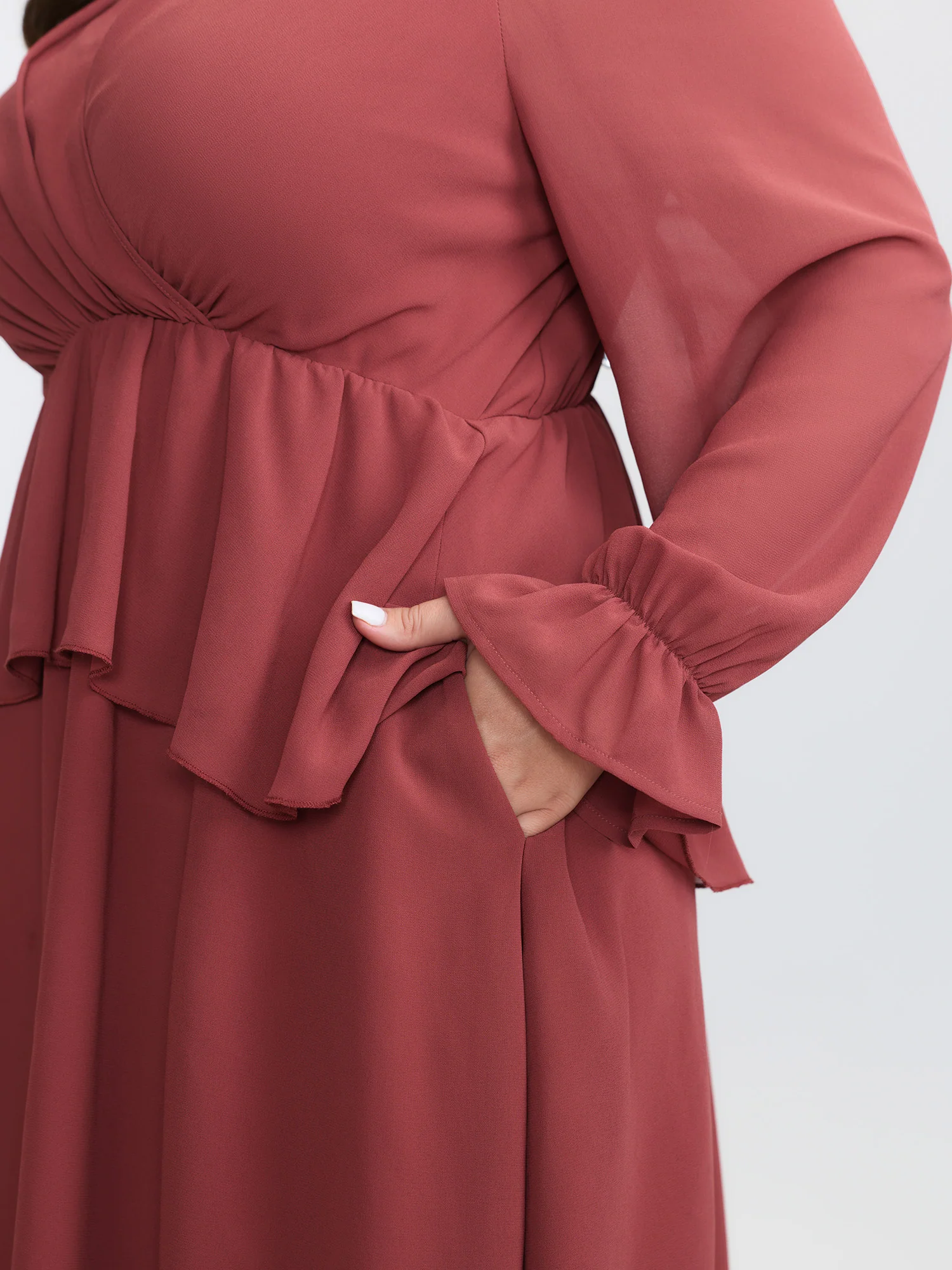 Sheer Stretchy Waist Layered Midi Dress - Image 4