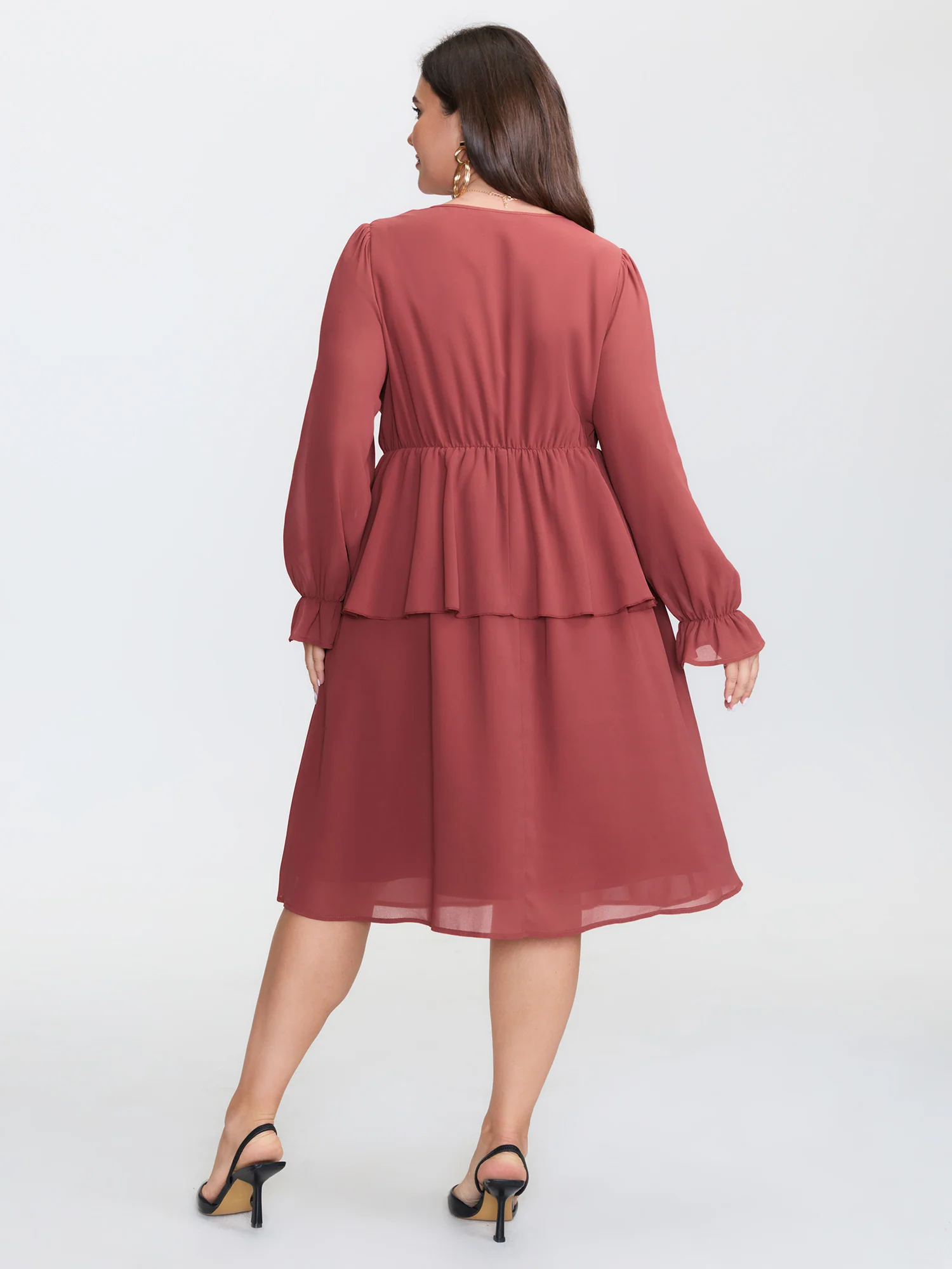 Sheer Stretchy Waist Layered Midi Dress - Image 5
