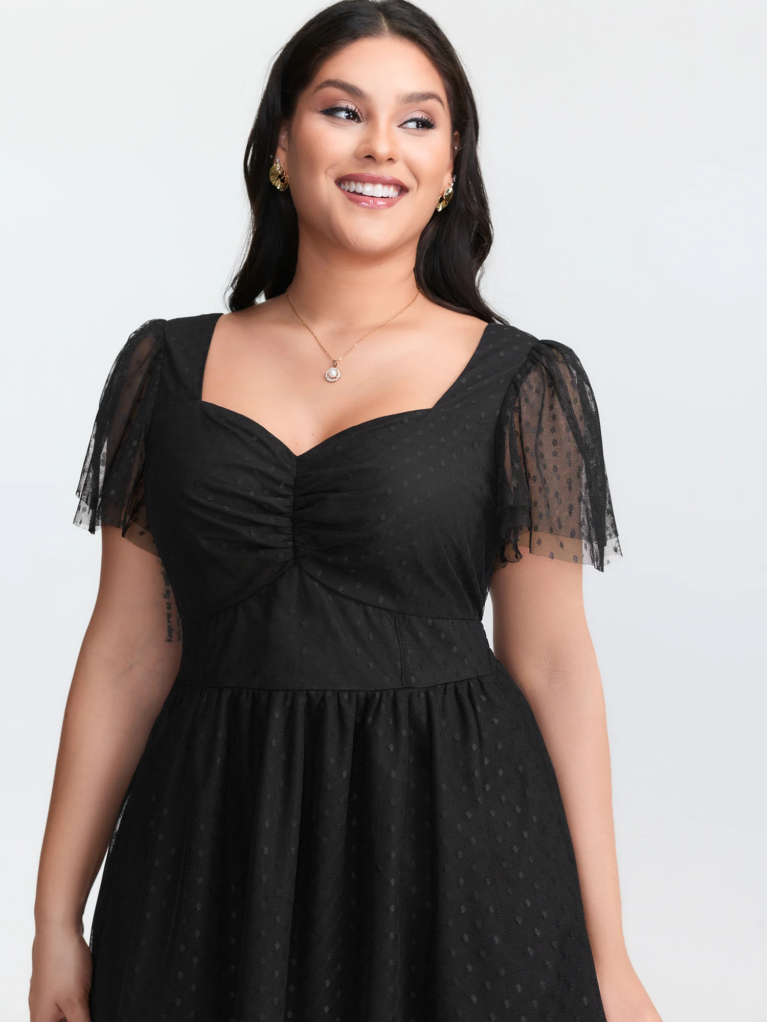 Sheer Sweetheart Ruched Bodice Midi Dress - Image 2