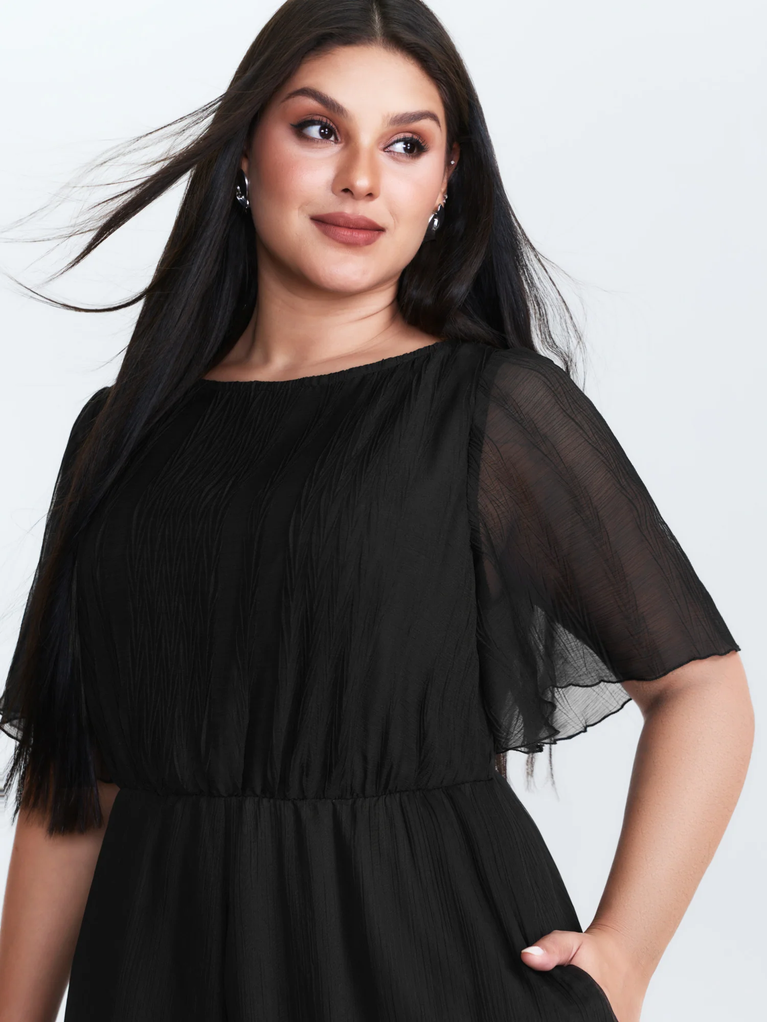 Sheer Textured Flowy Jumpsuit - Image 2