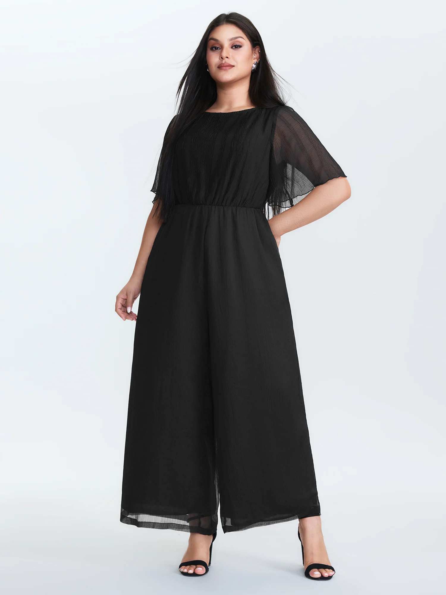 Sheer Textured Flowy Jumpsuit - Image 3