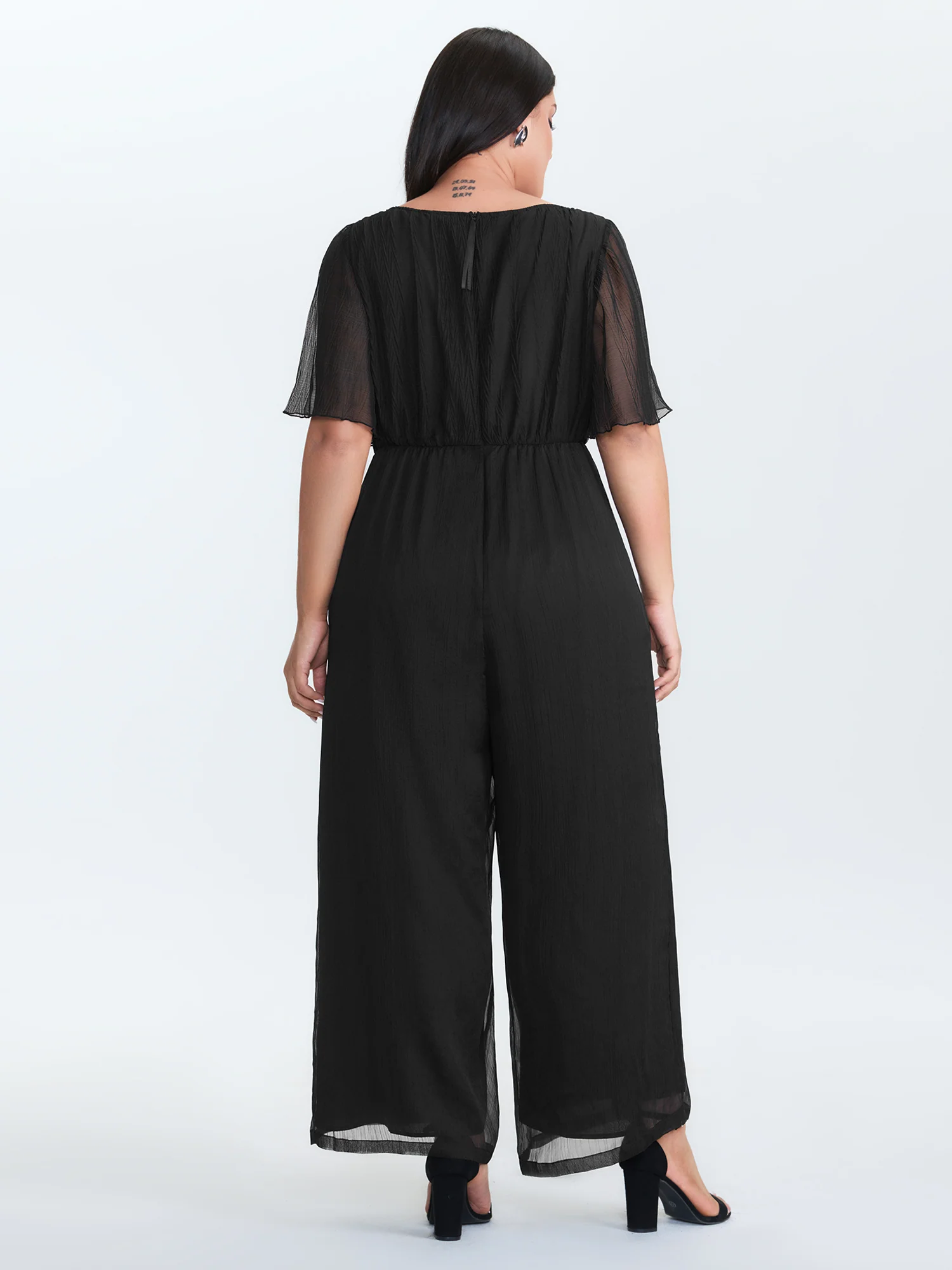 Sheer Textured Flowy Jumpsuit - Image 4