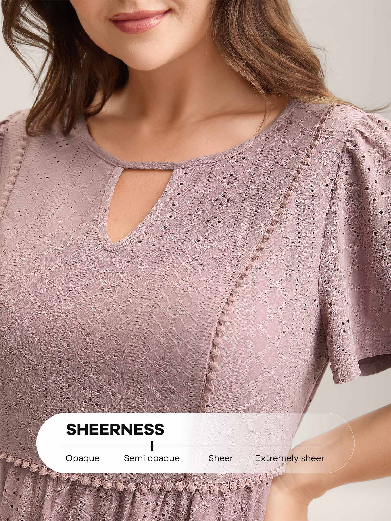 Sheer Textured Lace Panel Flared Top - Image 2