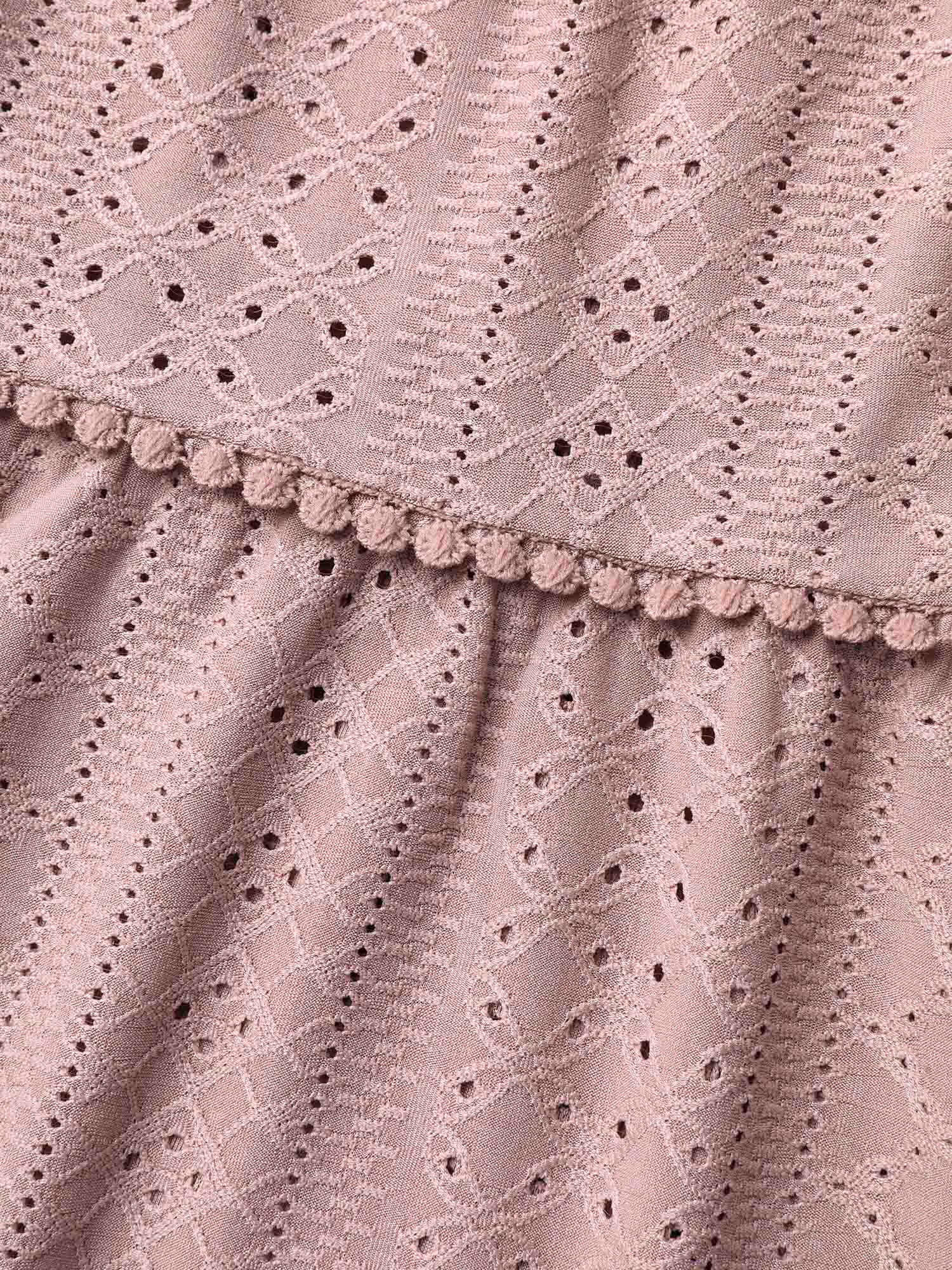 Sheer Textured Lace Panel Flared Top - Image 7