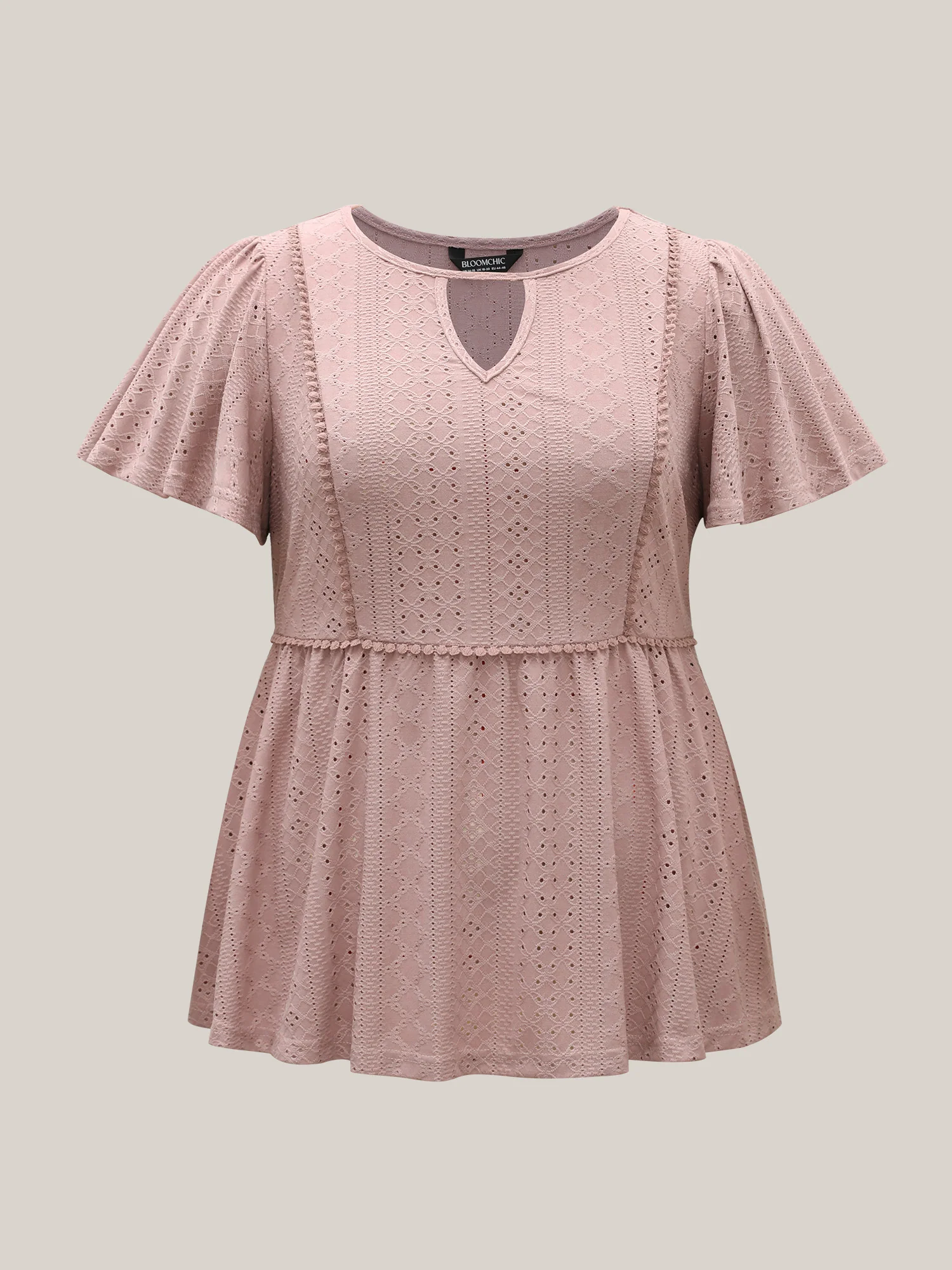 Sheer Textured Lace Panel Flared Top - Image 8