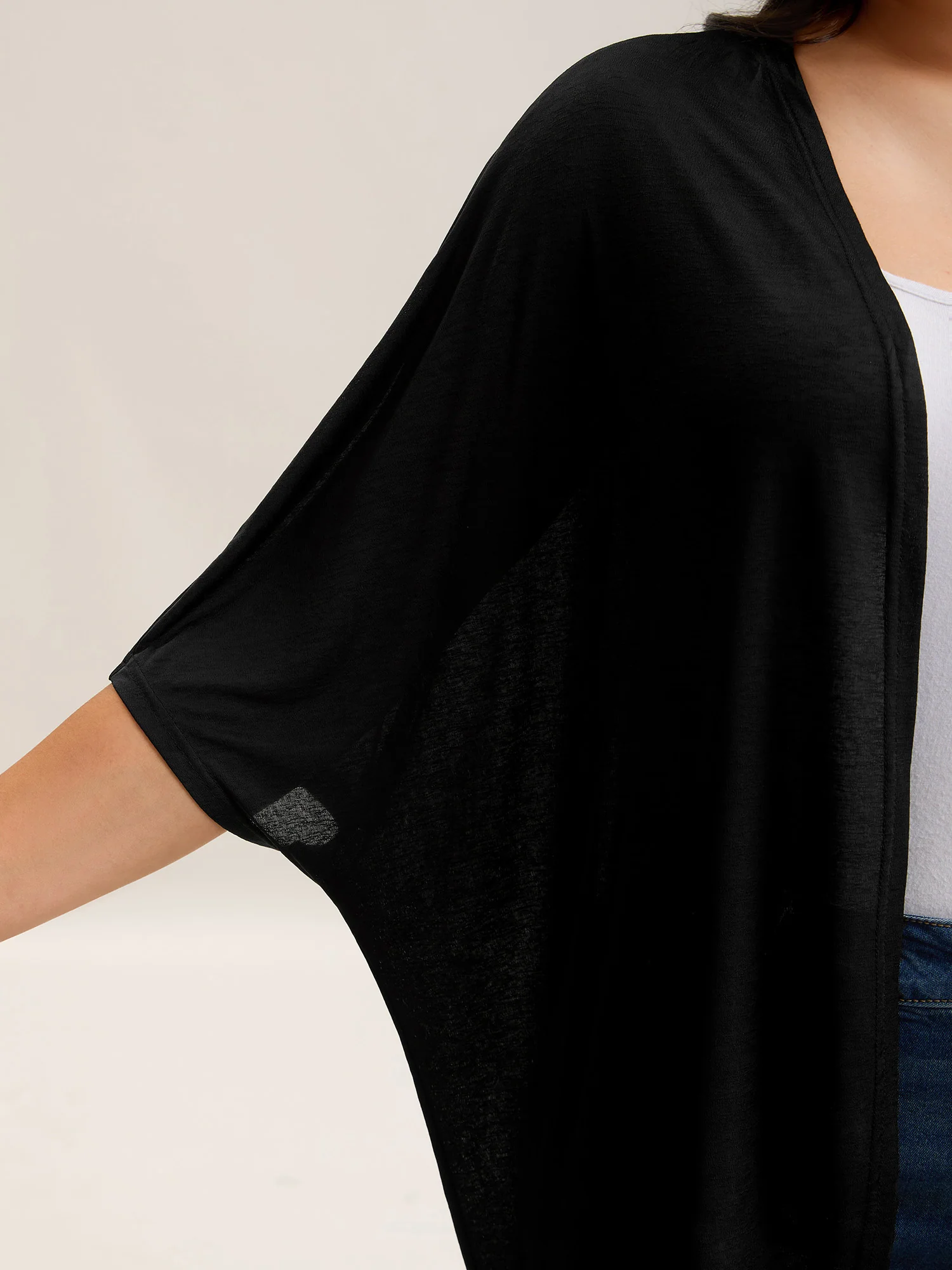 Sheer Textured Open Front Kimono - Image 4
