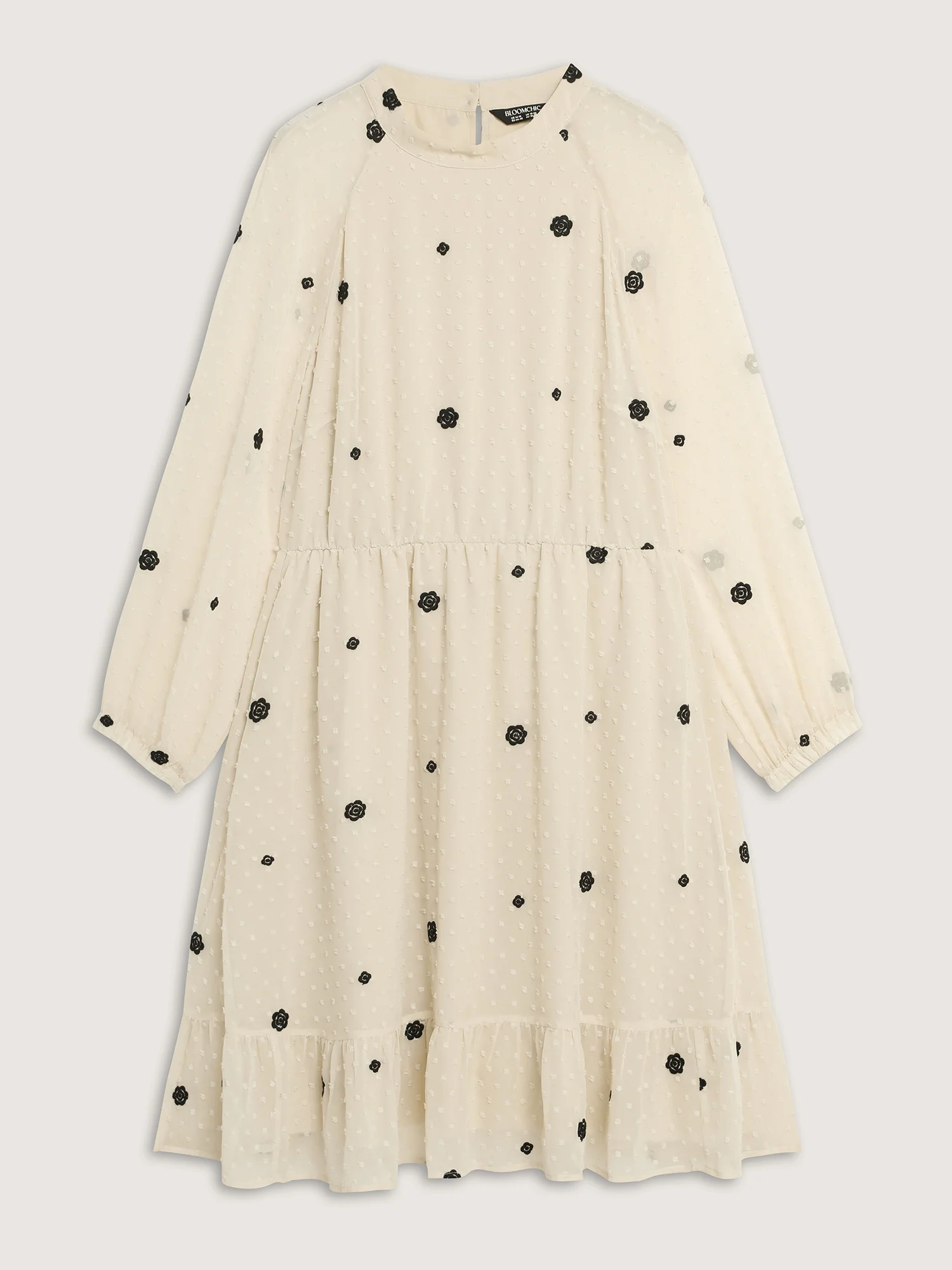 Sheer Textured Ruffled Hem Midi Dress - Image 7