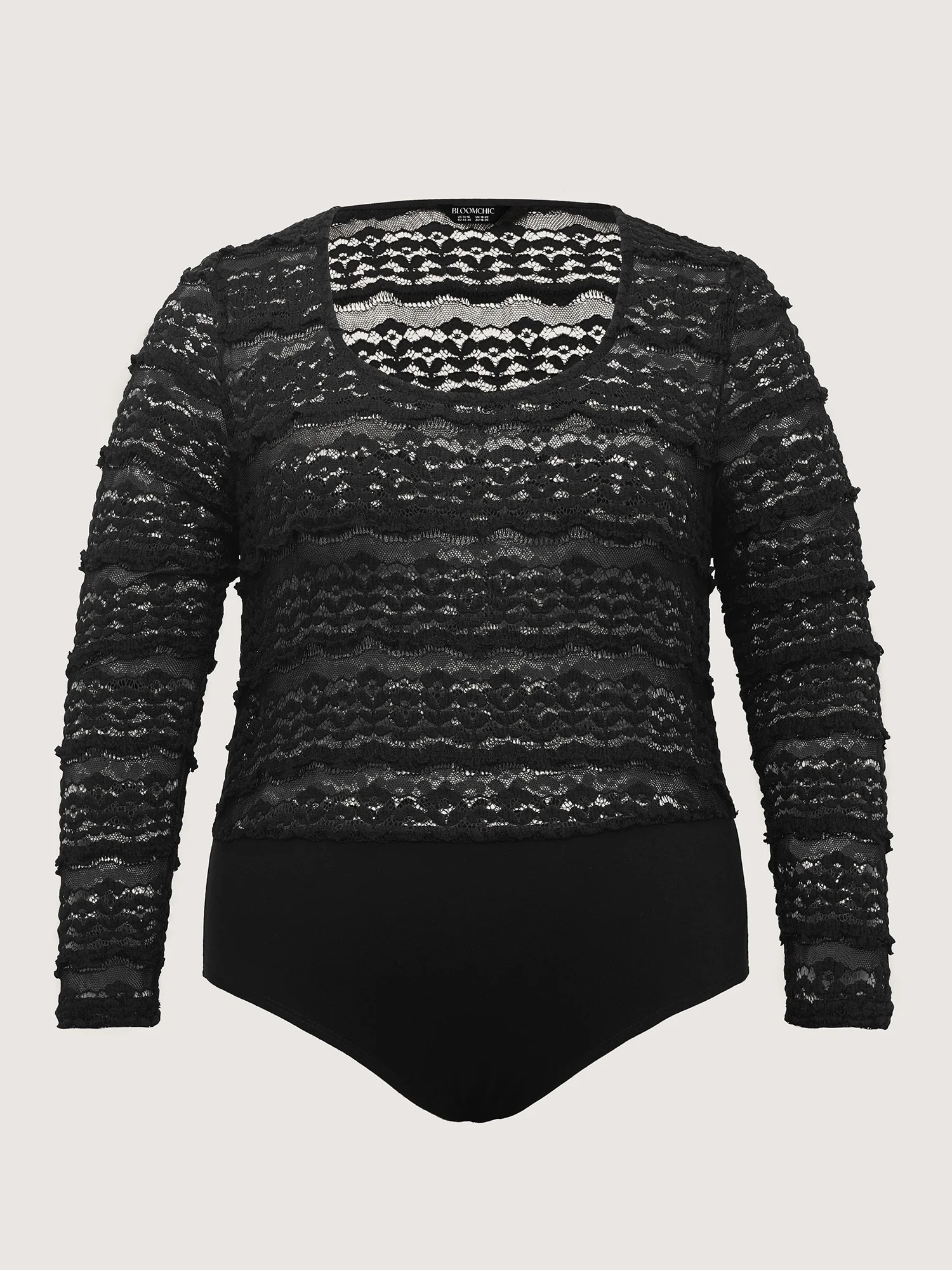 Sheer Textured Scoop Neck Bodysuit - Image 8