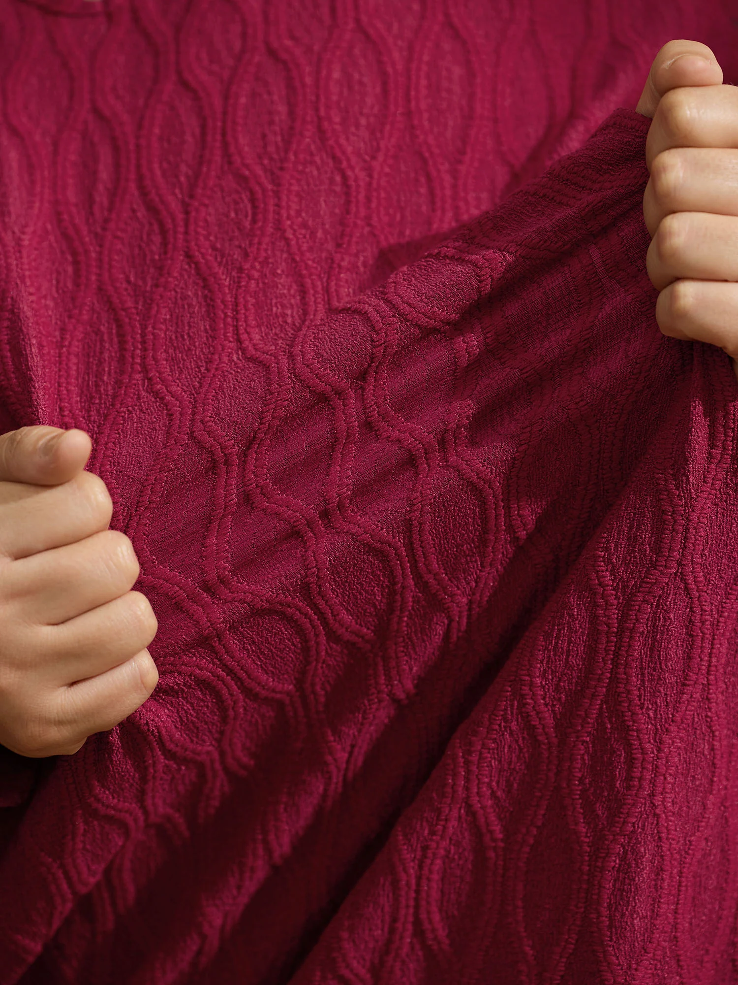 Sheer Textured Sleeve Stretchy Knit Top - Image 4