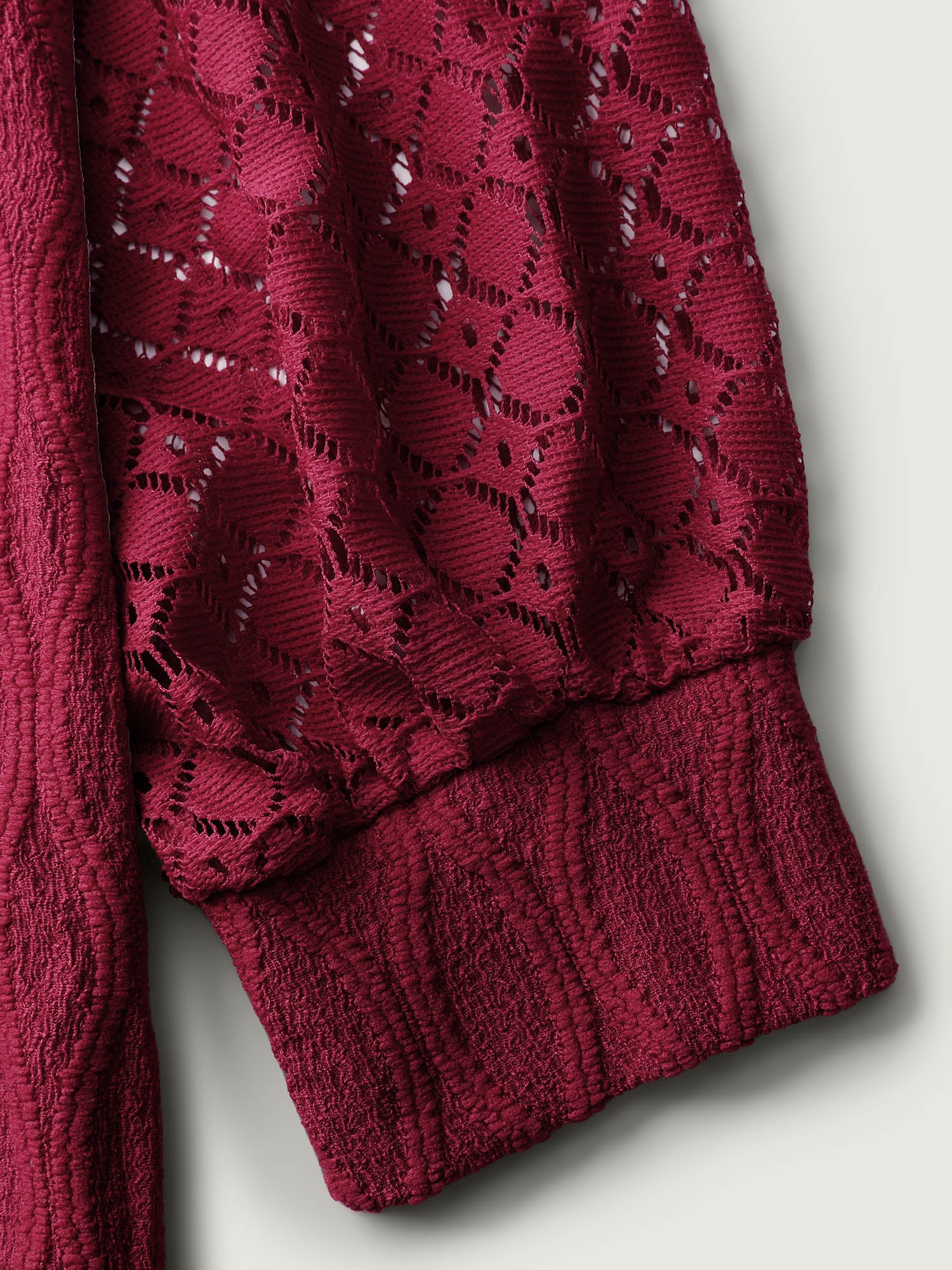 Sheer Textured Sleeve Stretchy Knit Top - Image 7
