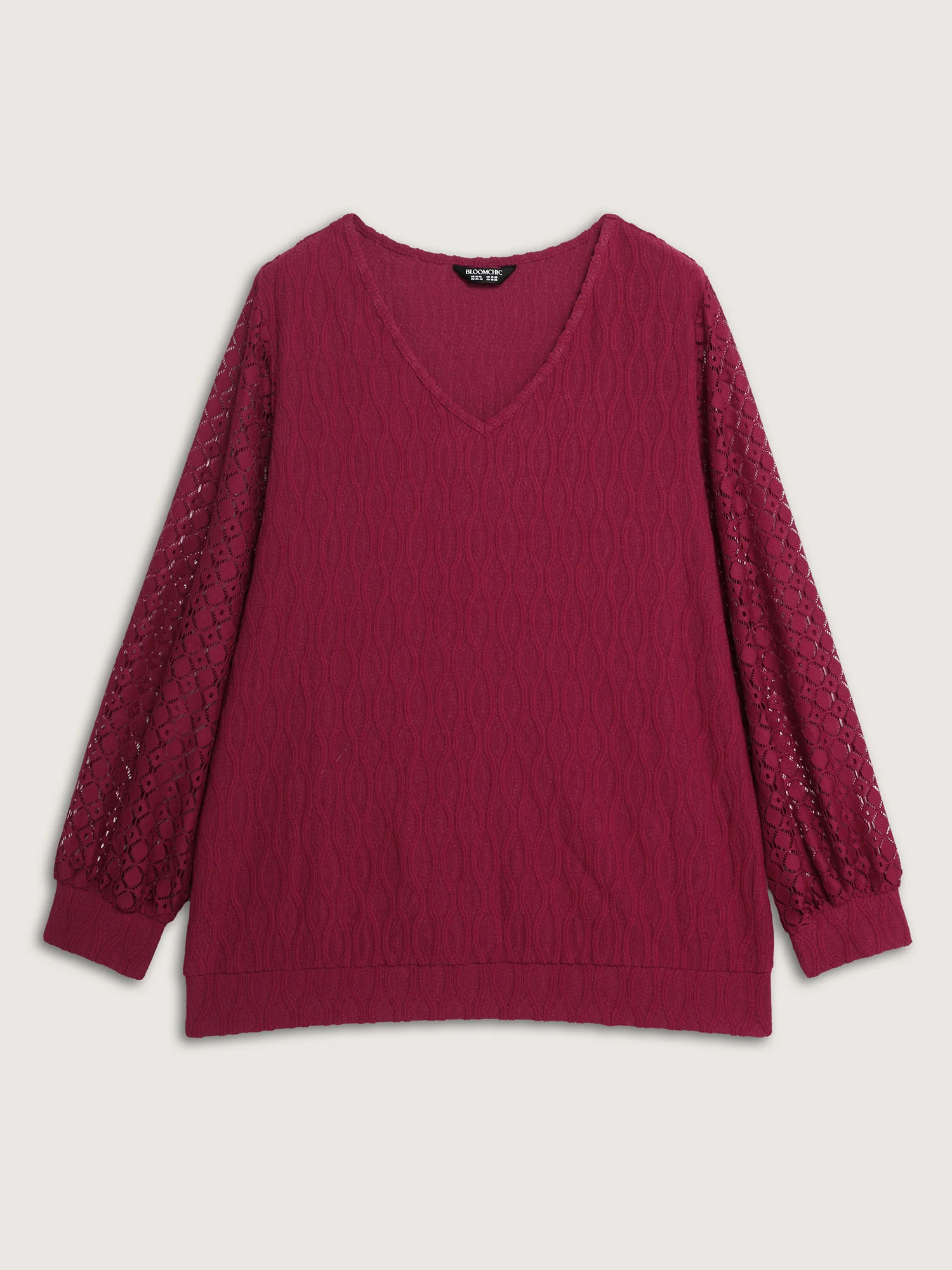 Sheer Textured Sleeve Stretchy Knit Top - Image 8