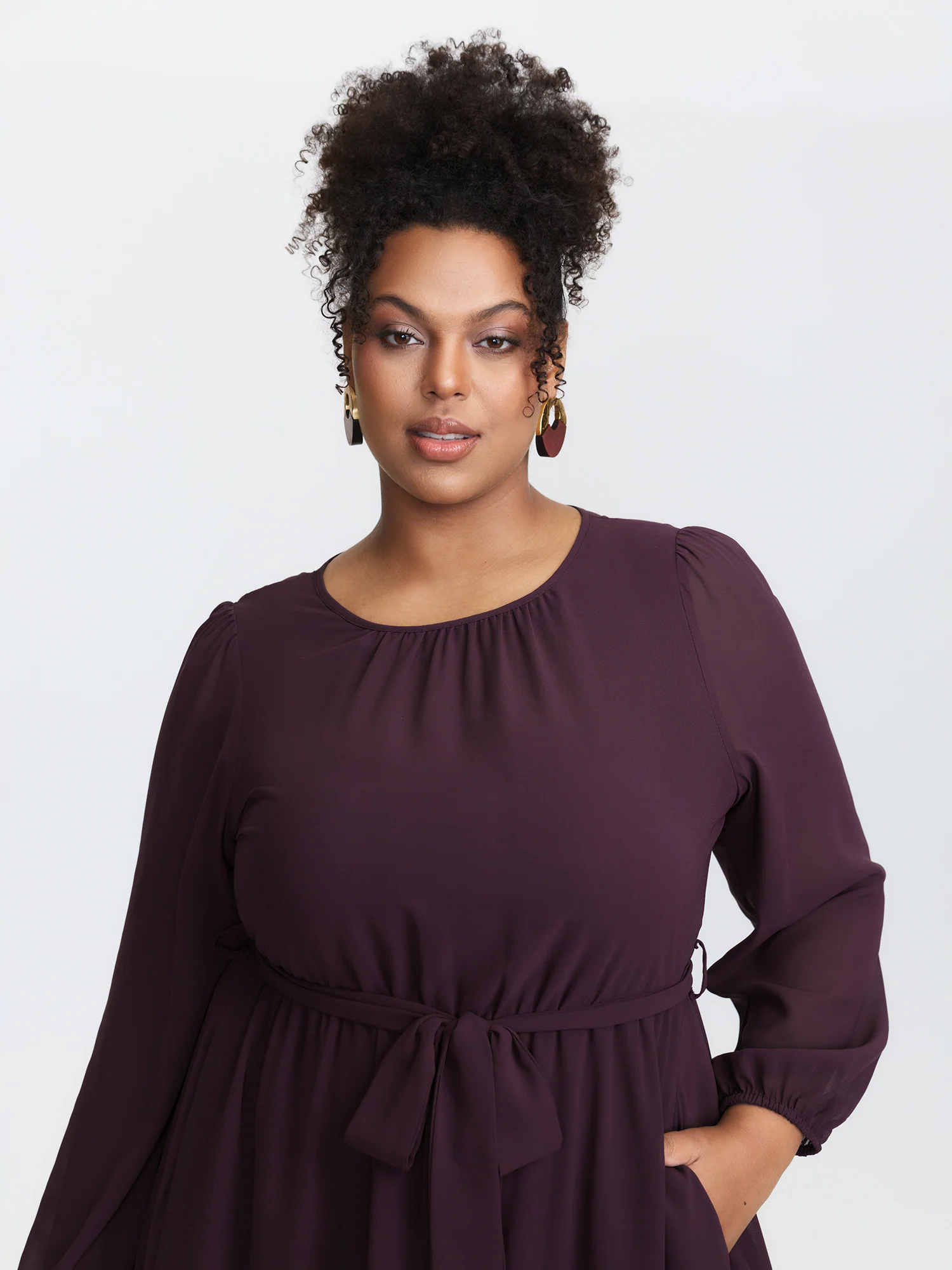 Sheer Tiered Ruffled Hem Pockets Midi Dress - Image 3