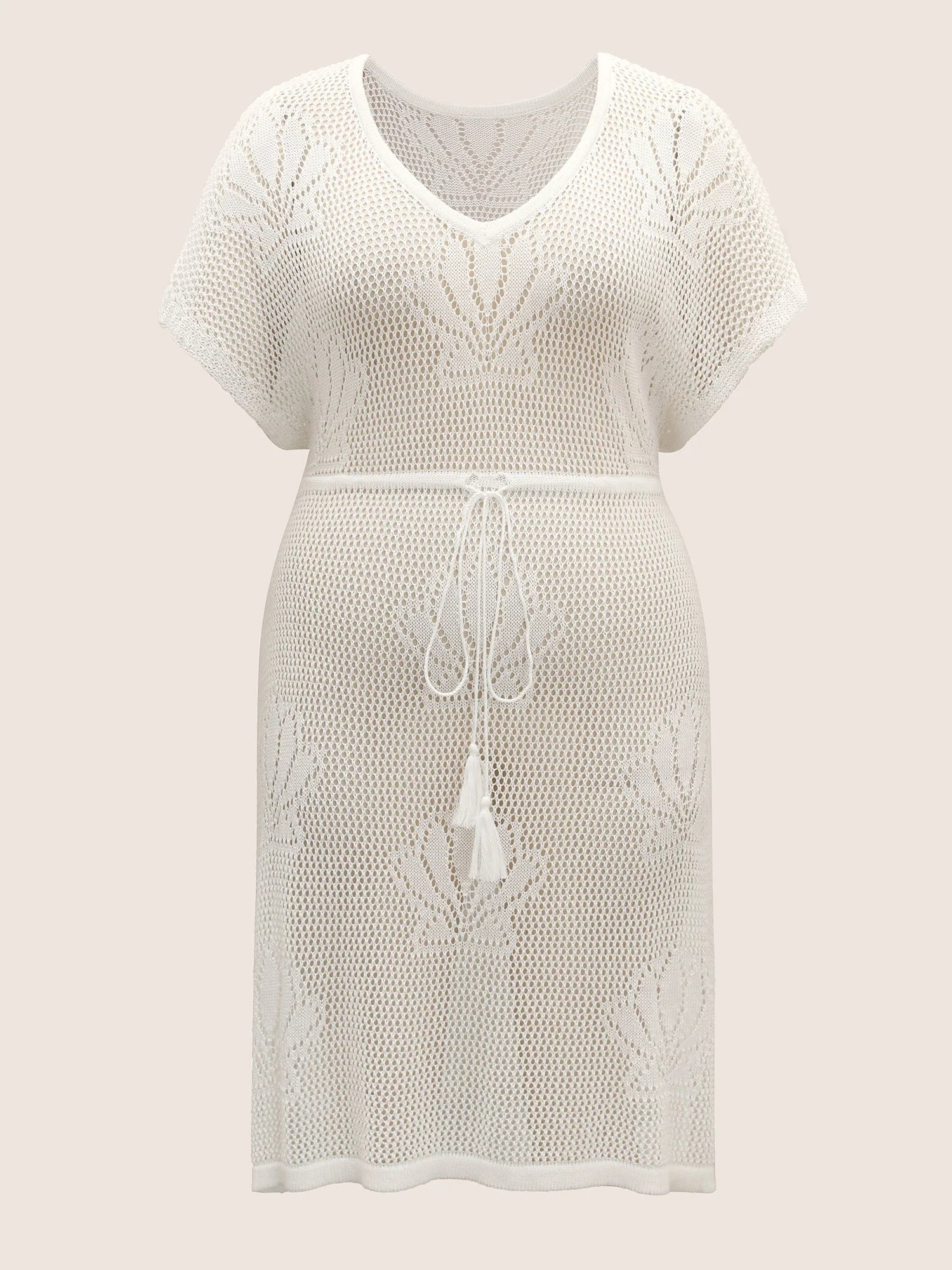Shell Cut Out Tassel Trim Swim Cover Up - Image 7
