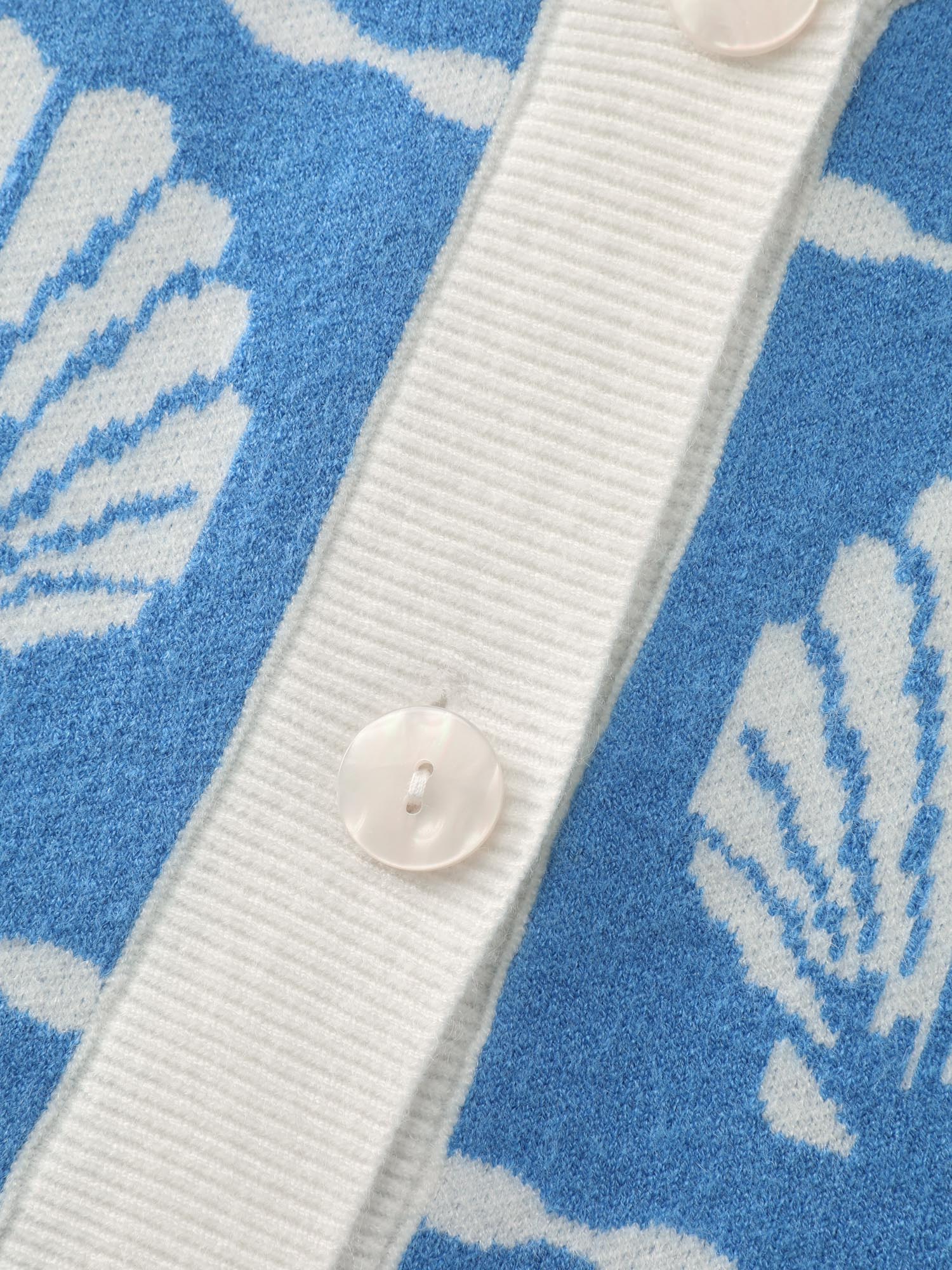 Shell Pattern Jacquard Knit Cardigan - Image 6