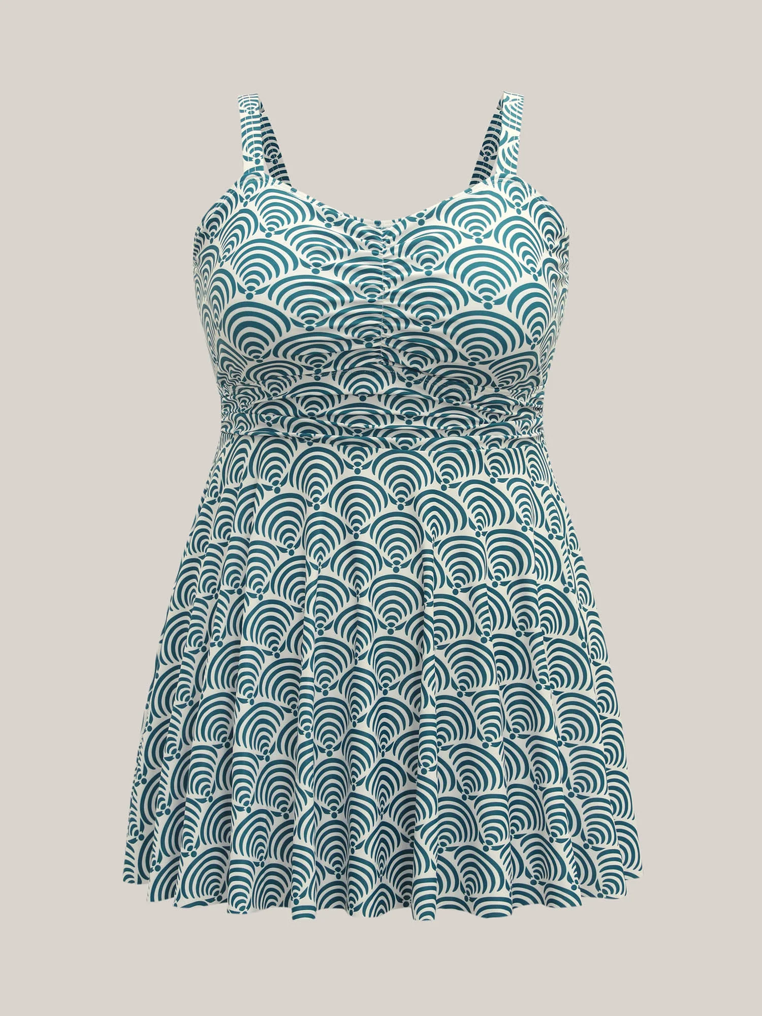 Shell Print Ruched Swim Dress - Image 6