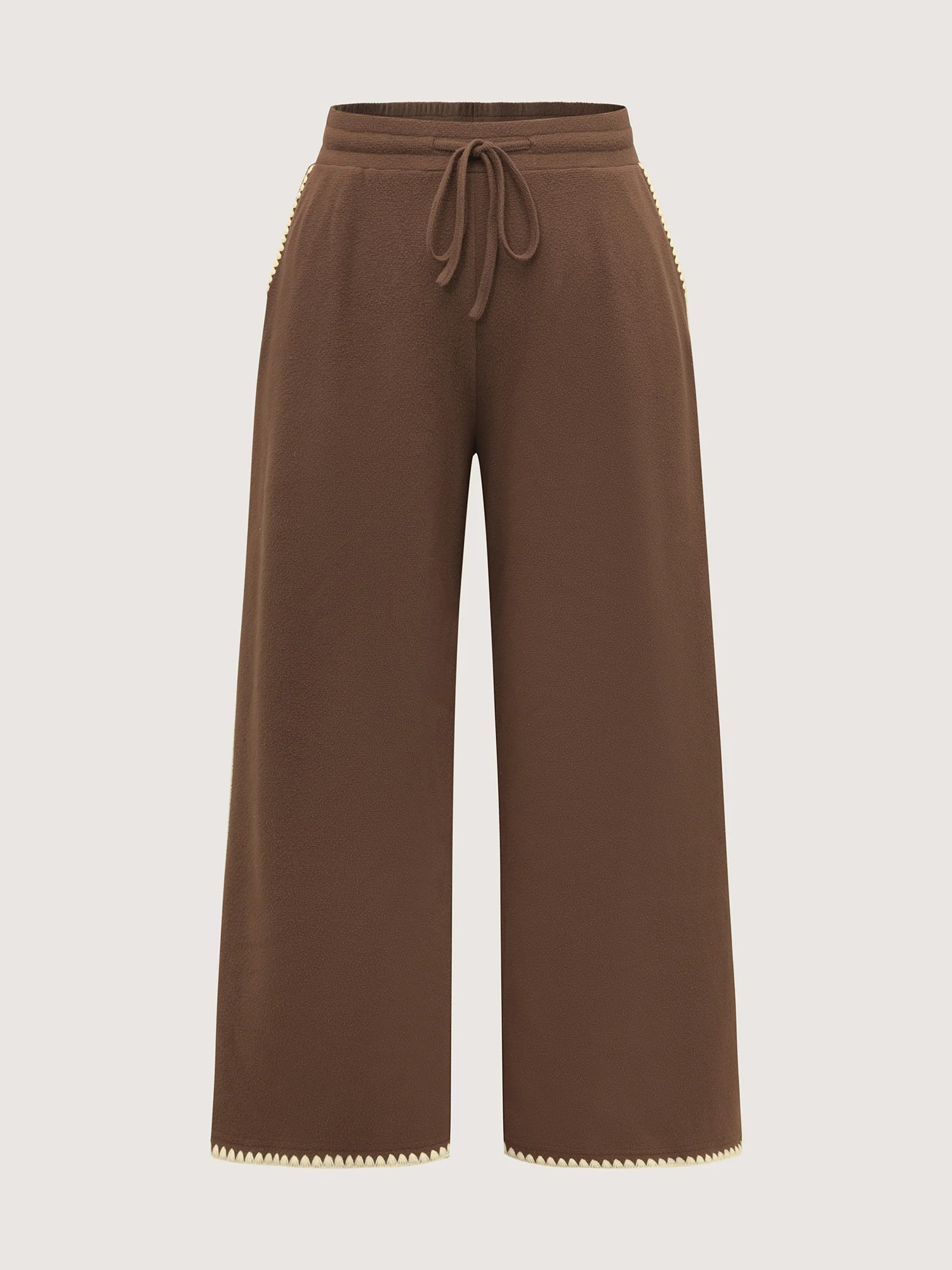 Shell Shaped Embroidery Contrast Pants - Image 8