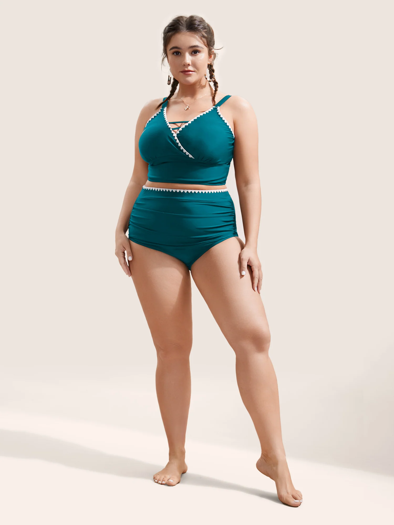 Shell Stitch Ruched Skinny Swim Bottom - Image 9
