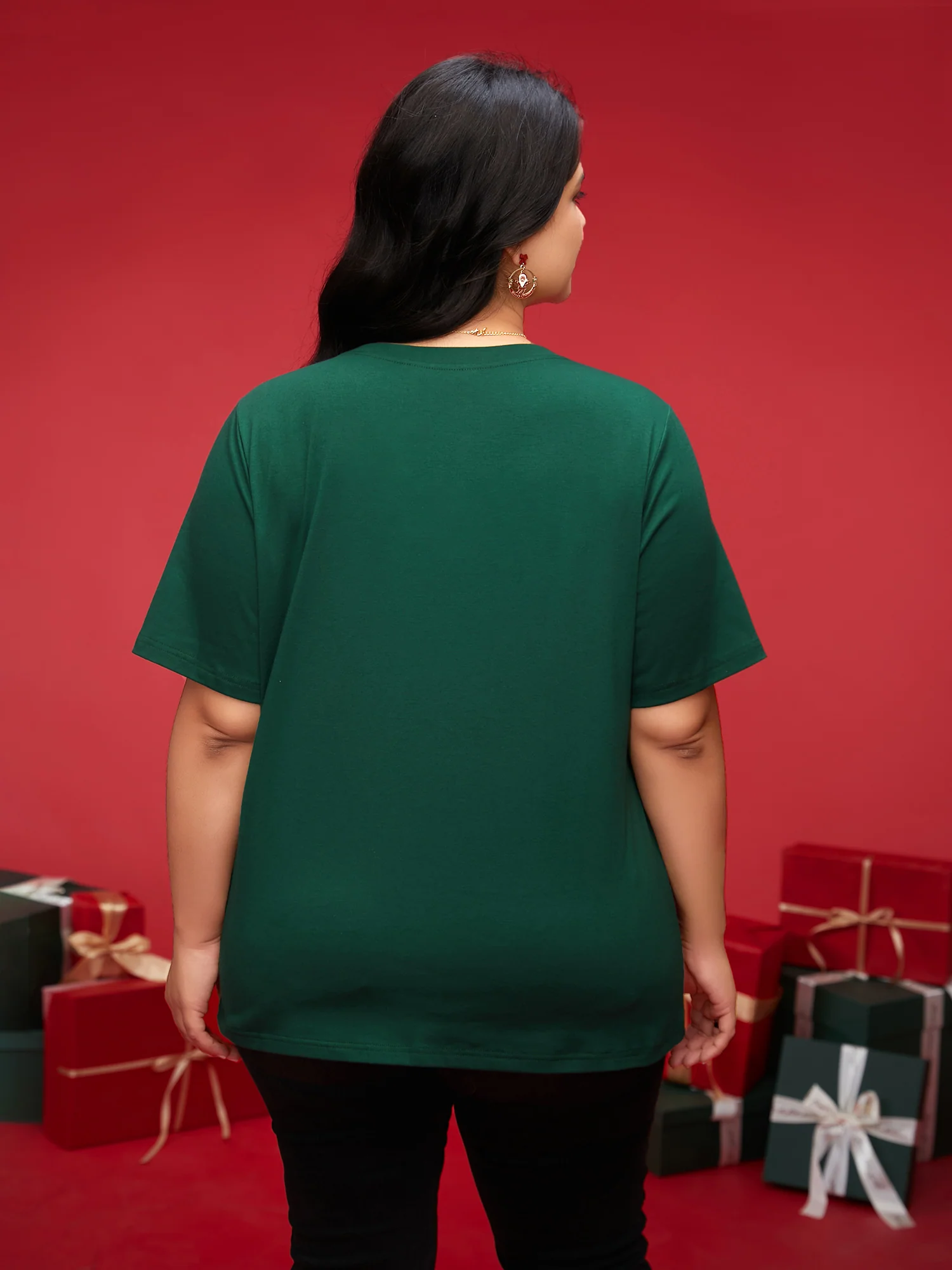 Shimmering Trees Half Sleeves Slim-Fit Tee - Image 5