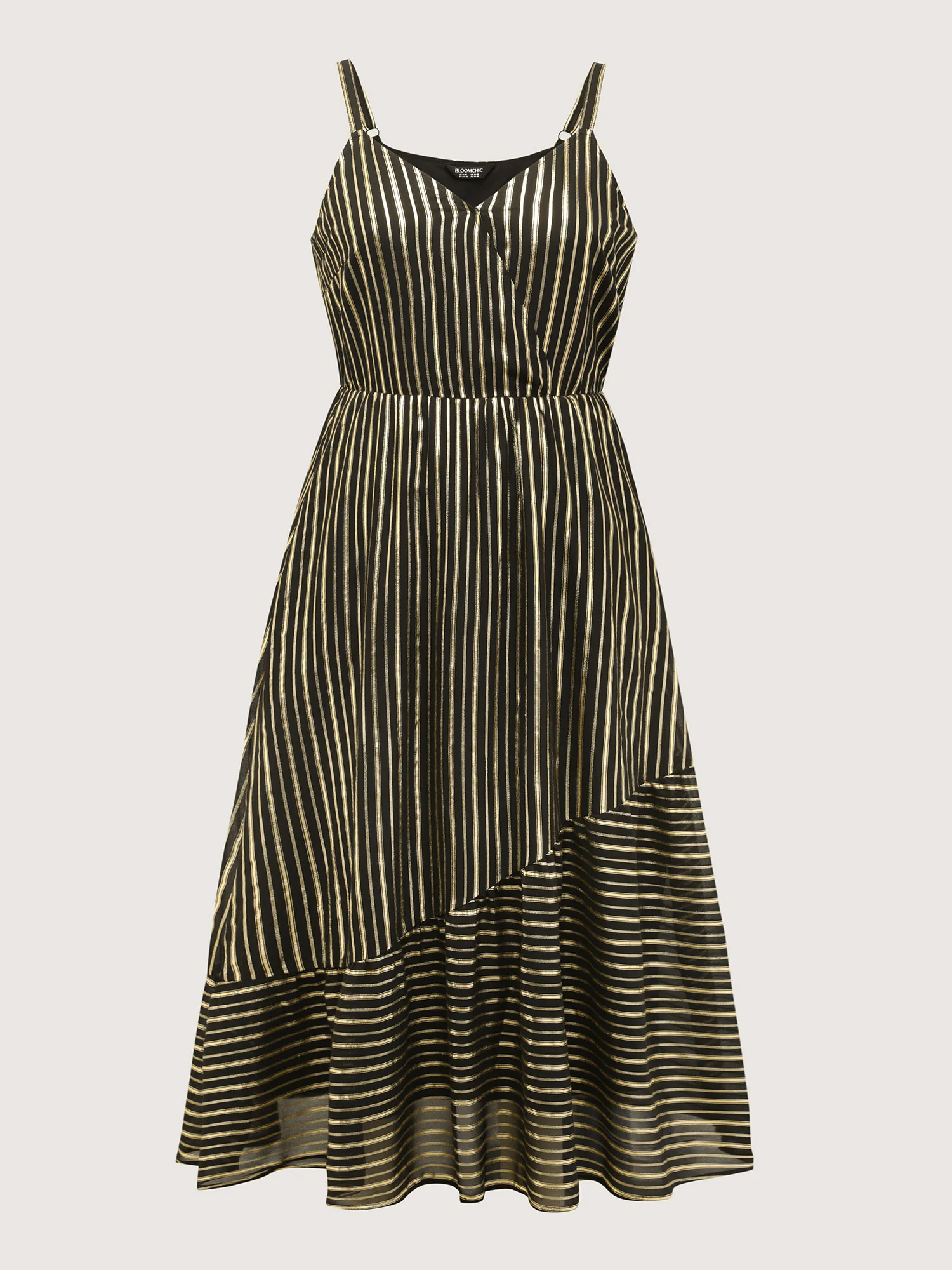 Shimmery Adjustable Gold Stamped Maxi Dress - Image 8