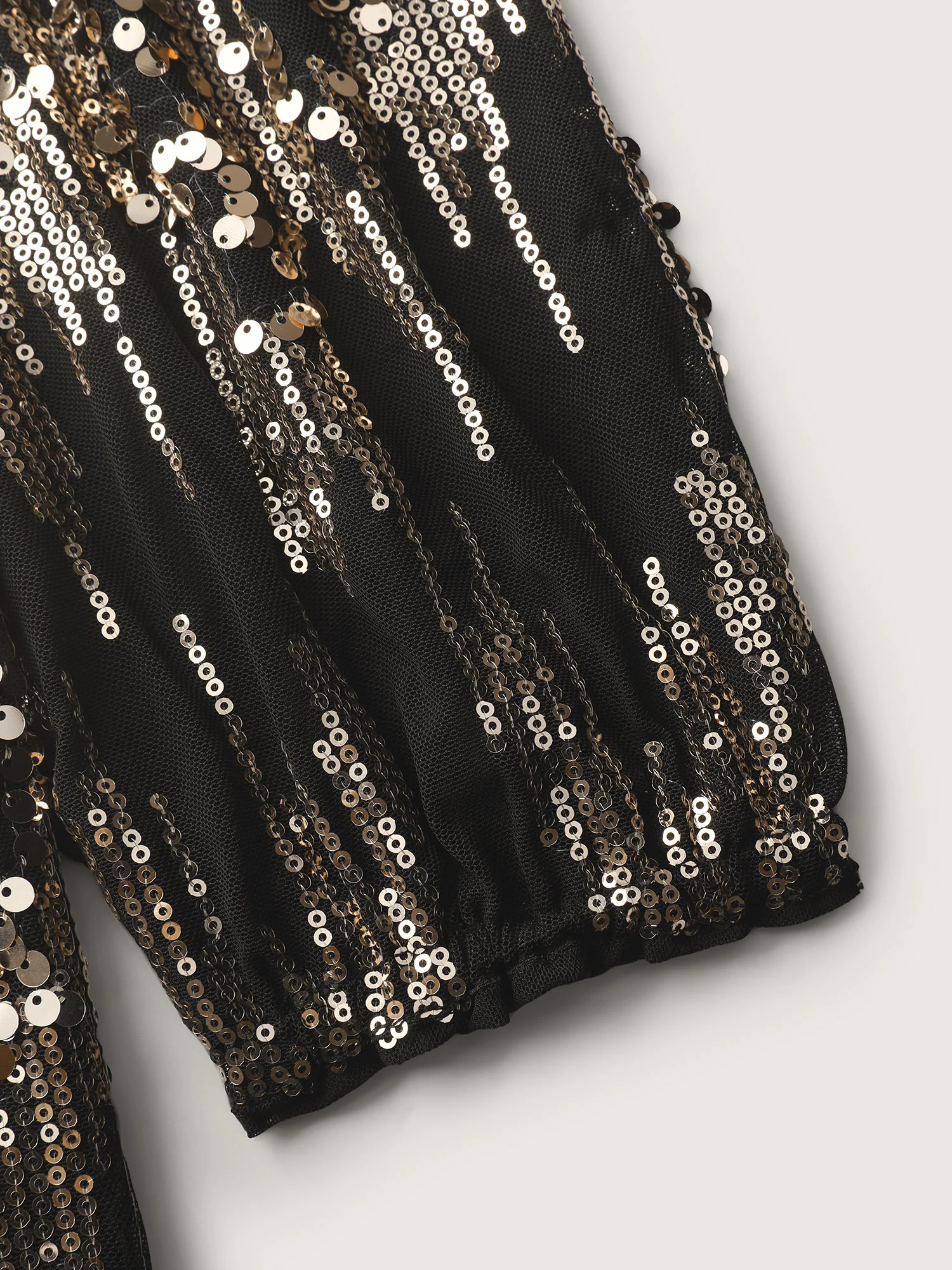Shimmery Gold Silver Sequin Wrap Party Dress - Image 7