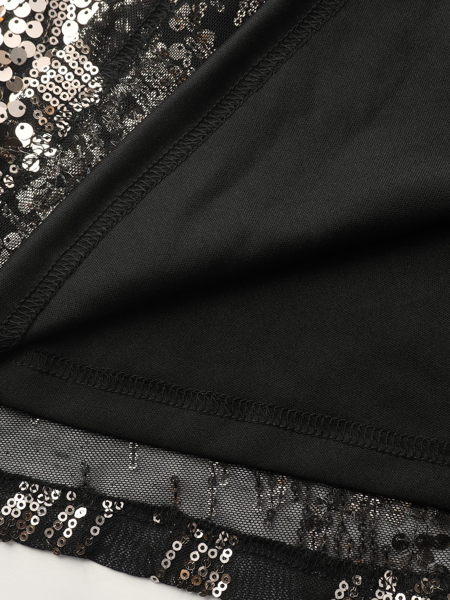 Shimmery Gold Silver Sequin Wrap Party Dress - Image 8
