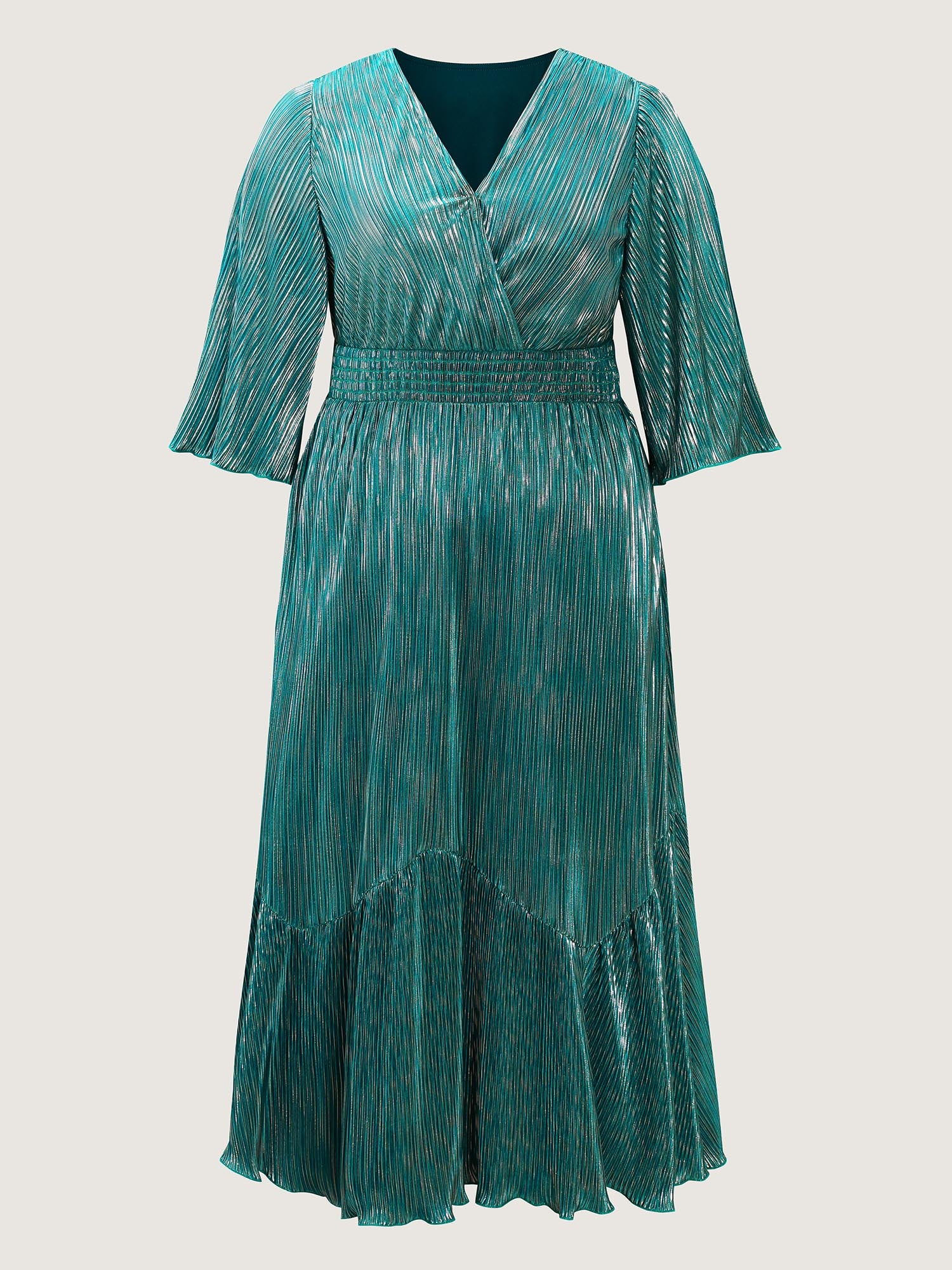 Shimmery Gold Stamped Textured Midi Dress - Image 7