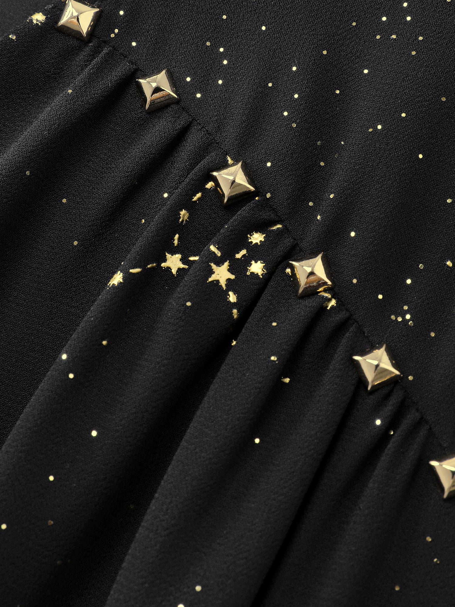 Shimmery Hot Stamped Shirred Pockets Party Dress - Image 6