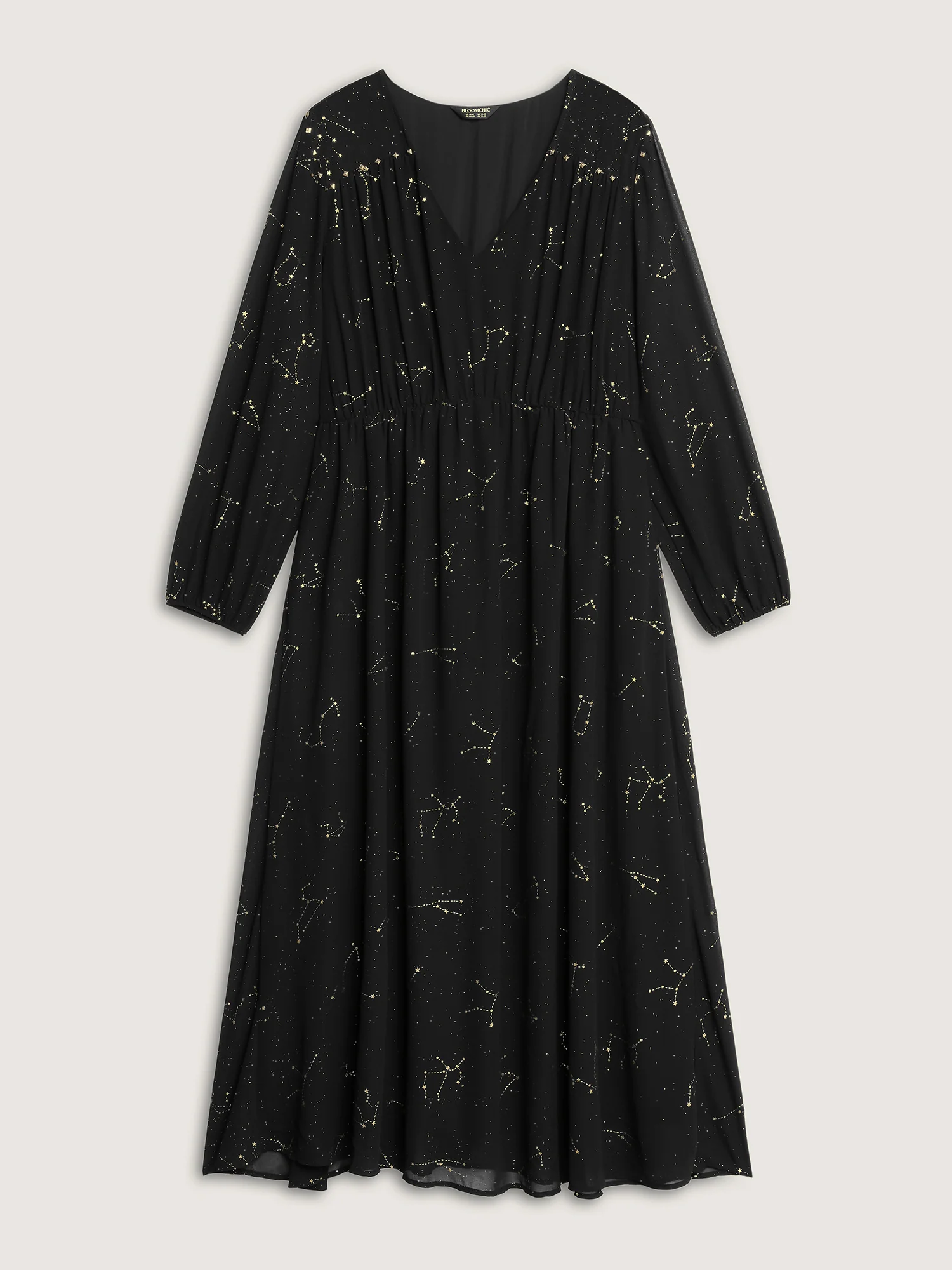 Shimmery Hot Stamped Shirred Pockets Party Dress - Image 8