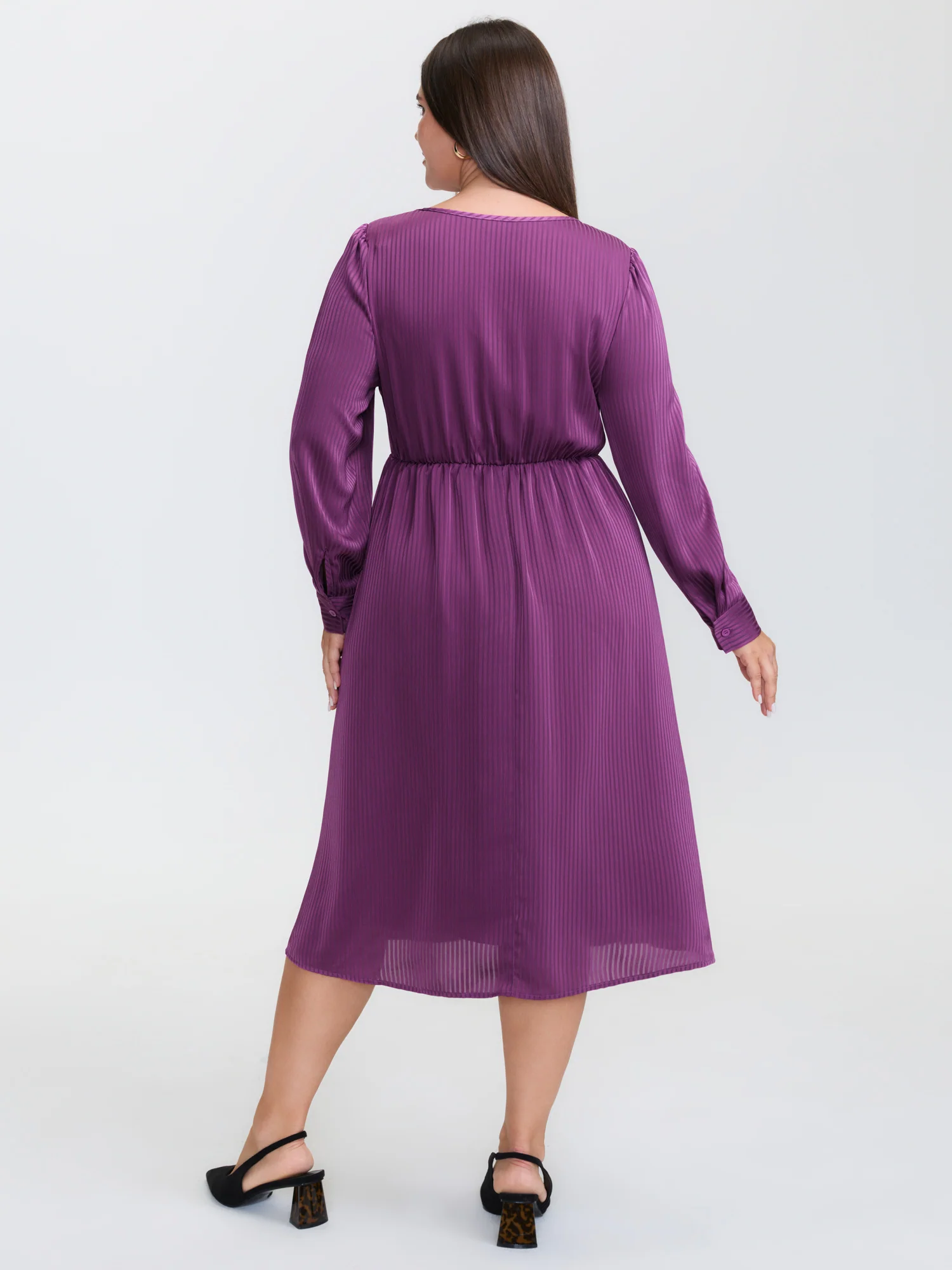 Shimmery Loop Belted Waist Midi Dress - Image 4
