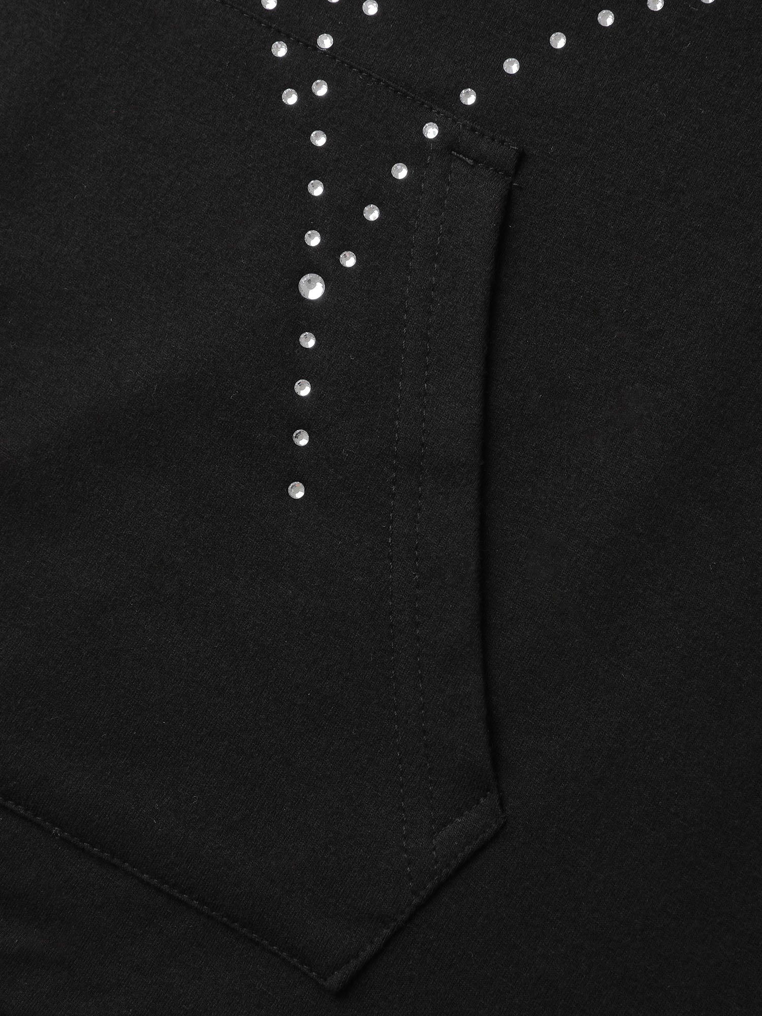 Shimmery Rhinestone Sequin Spiderweb Zipper Hoodie - Image 8