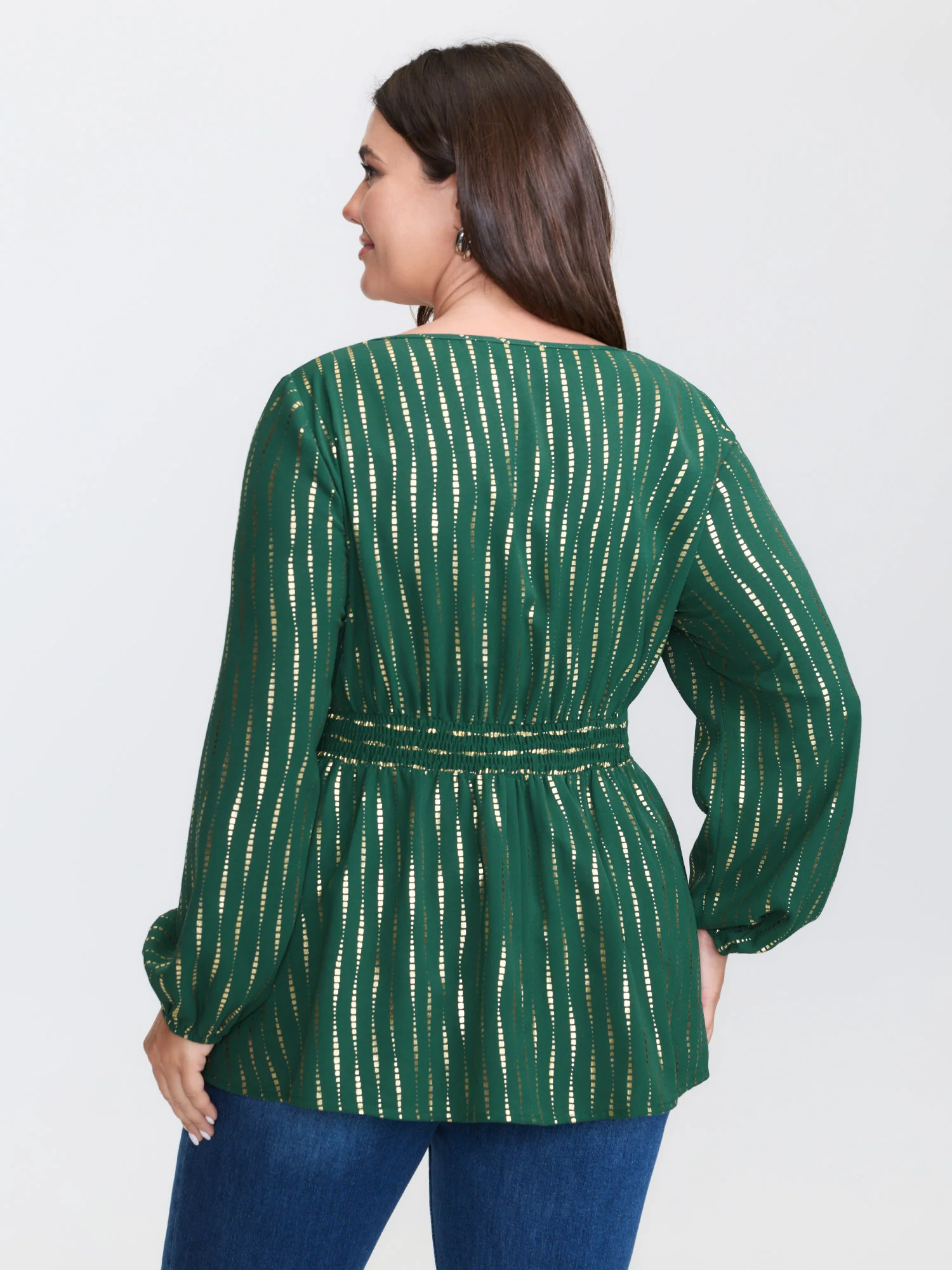 Shimmery Sequin Cinched-Waist Blouse - Image 11