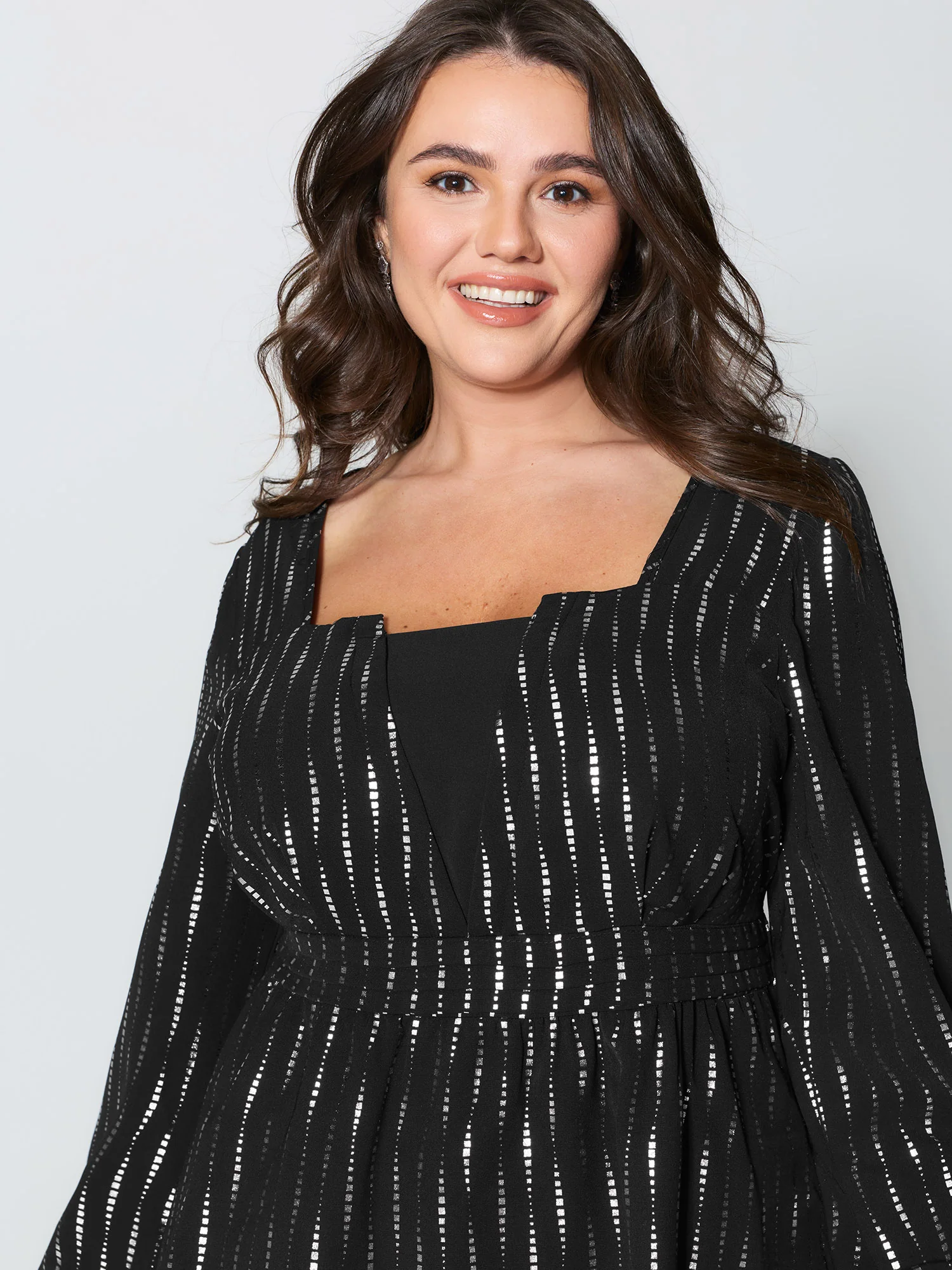 Shimmery Sequin Cinched-Waist Blouse - Image 3