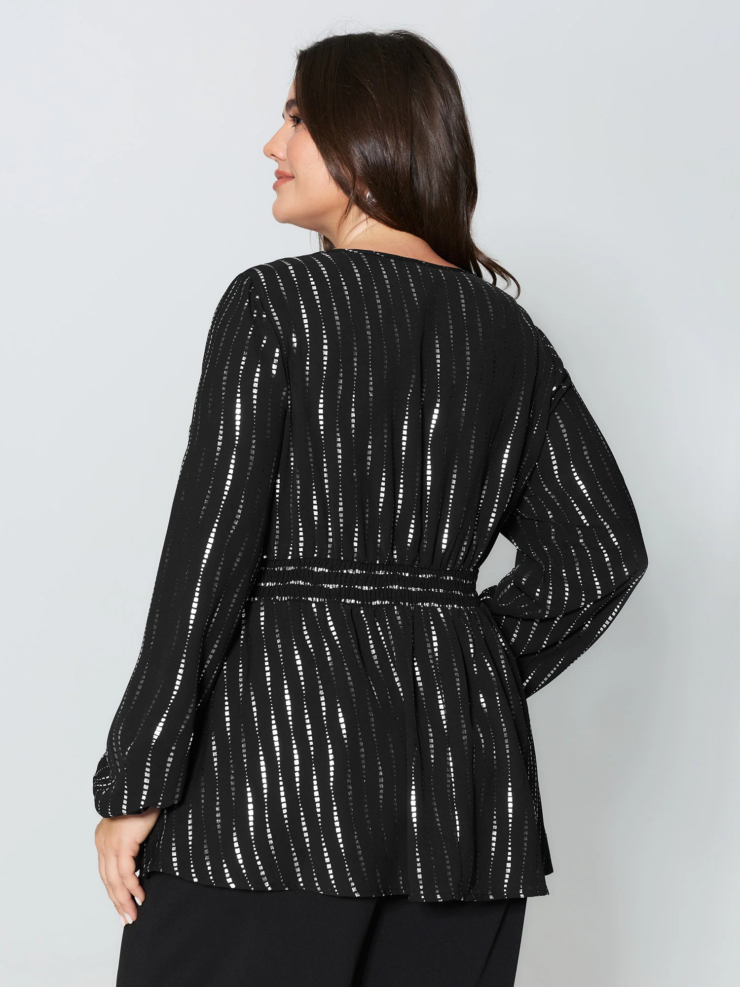 Shimmery Sequin Cinched-Waist Blouse - Image 4